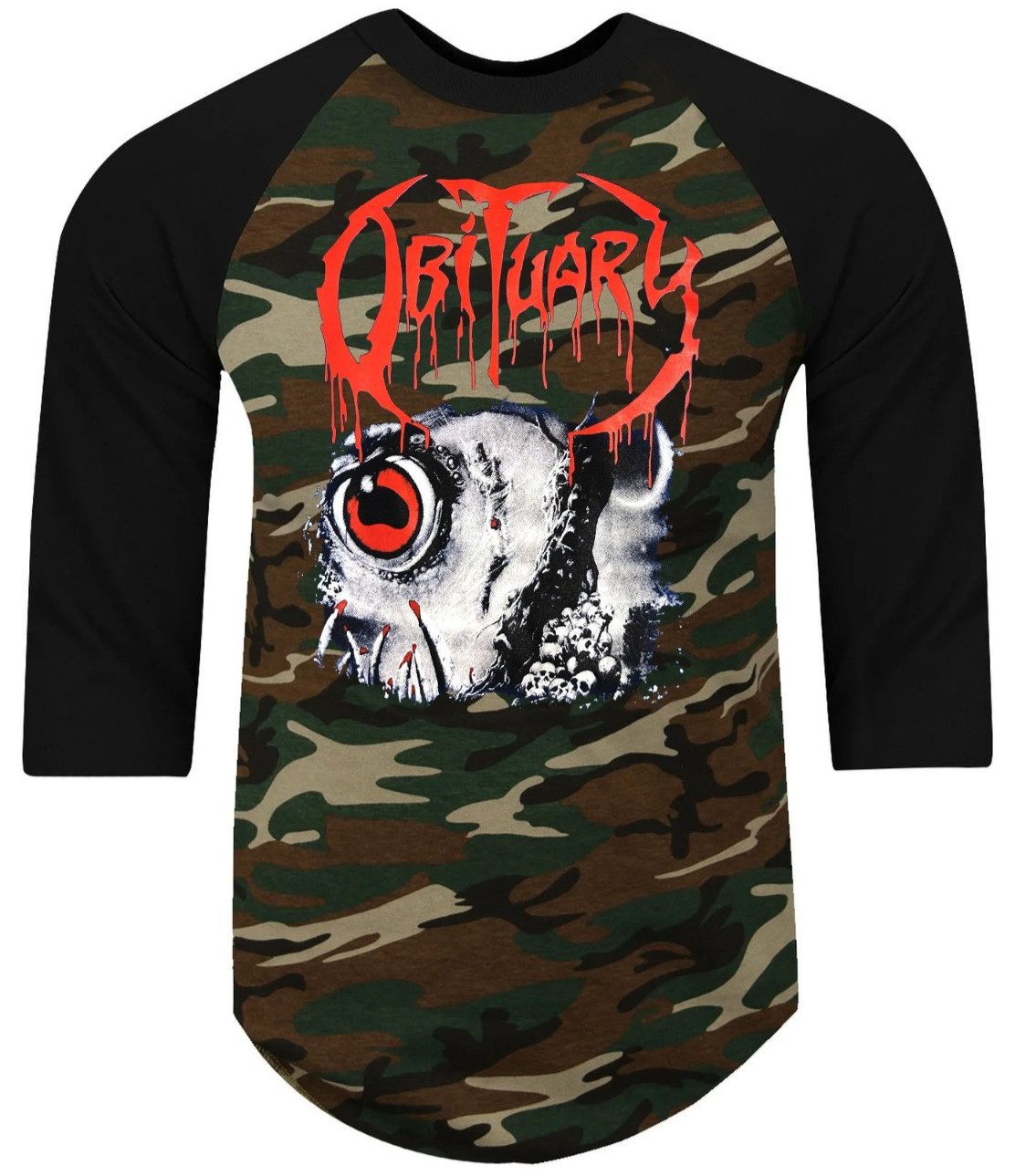 Obituary Chopped in Half Death Metal Band Raglan 3/4 Sleeve (Multiple Variation)