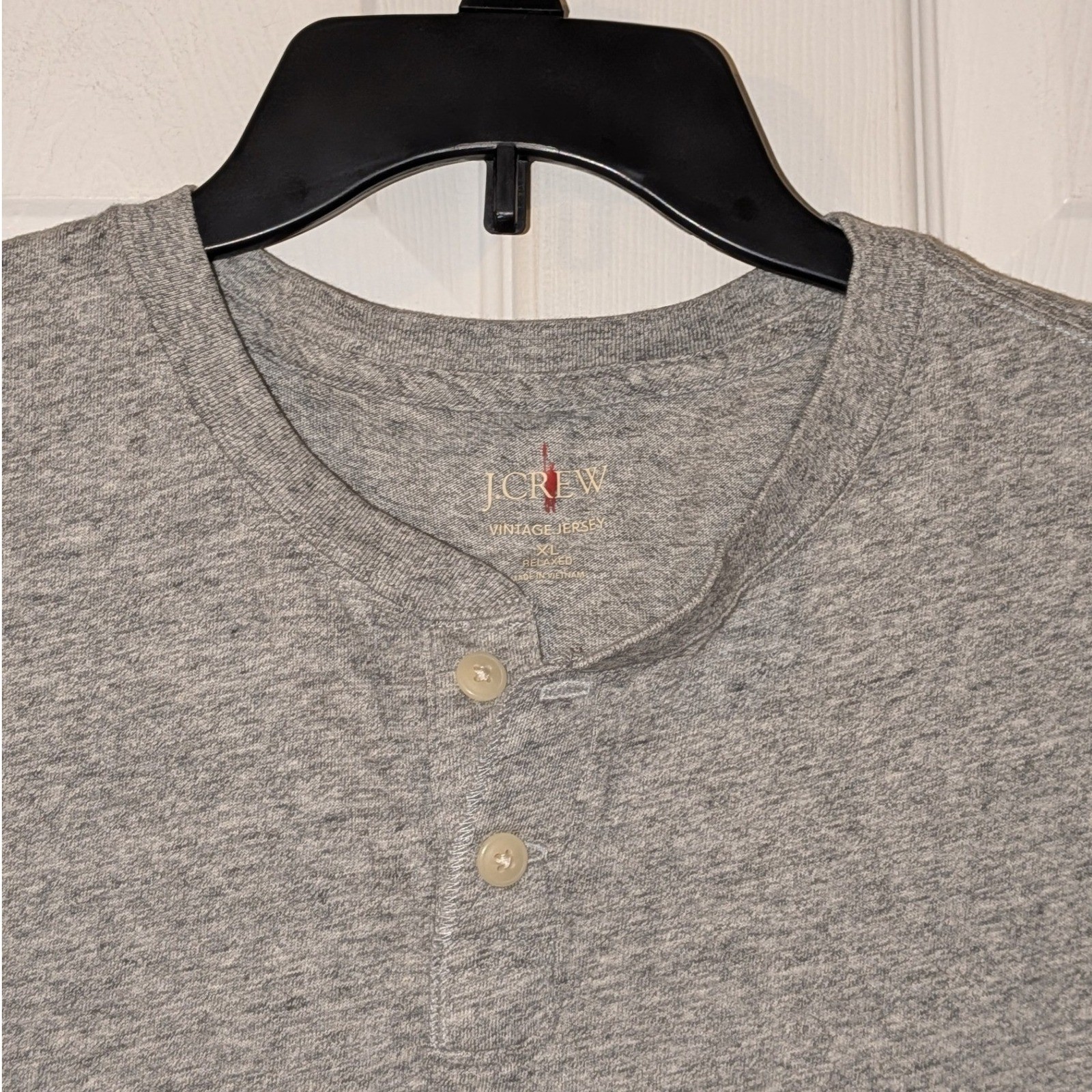 J. Crew Men XL Relaxed Vintage Jersey Henley Shirt Heather Grey NWOT $45