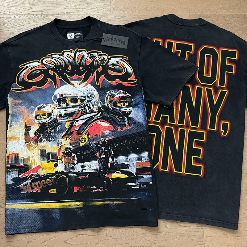 2026 NEW Godspeed Skeleton Knight Racing Driver printing Tee Mens Cotton T-shirt