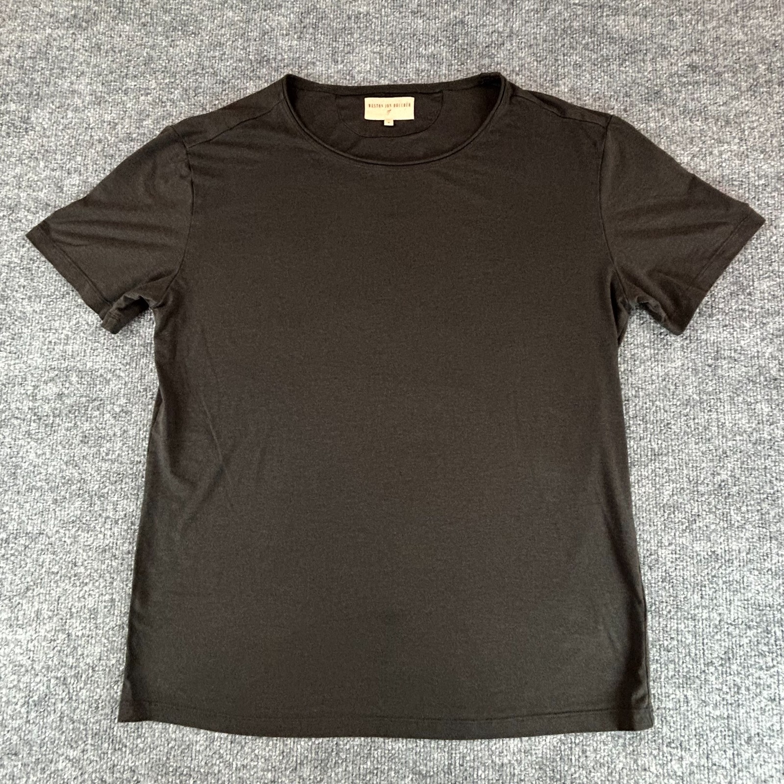 Weston Jon Boucher Shirt Mens Large Brown Tee Lightweight Stretch Solid Luxury