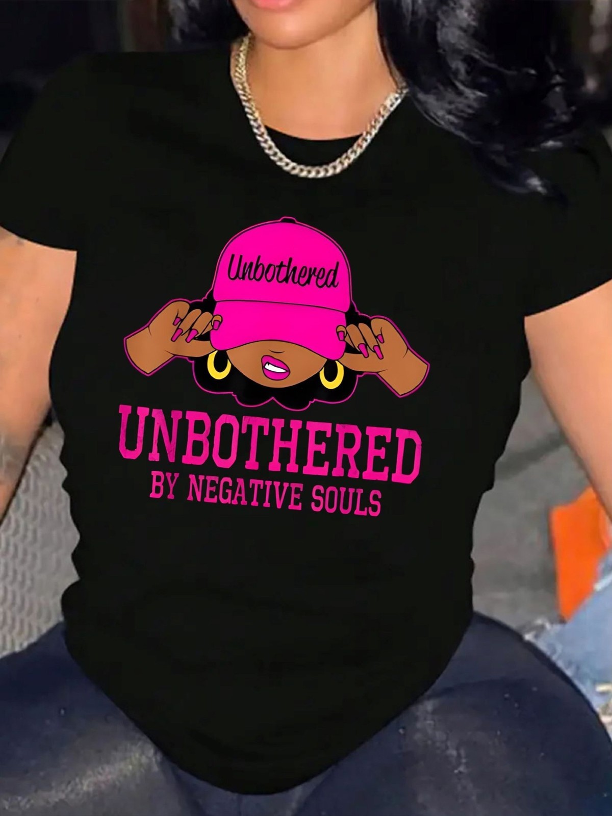 Unbothered By Negative Souls Sassy Streetwear Plus Size Casual Gift Unisex Tee