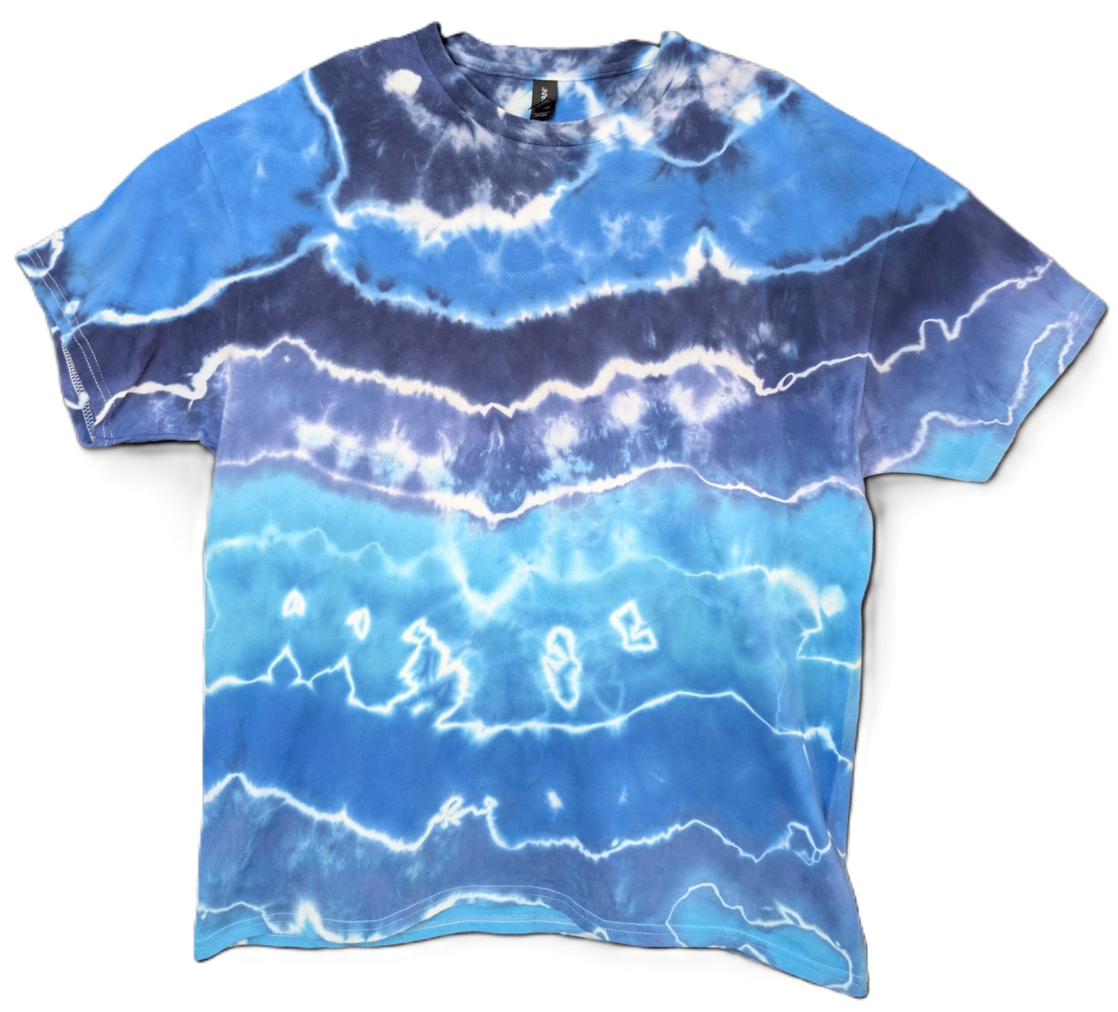 Handmade Tie Dye XL Tee Shirt Unisex Colorful Geode Pattern Blue Navy Turquoise