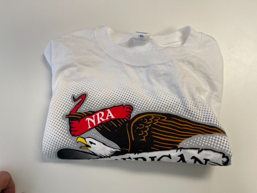 NRA SHIRT 2X EAGLE LOGO American Pride White Red Blue T Shirt