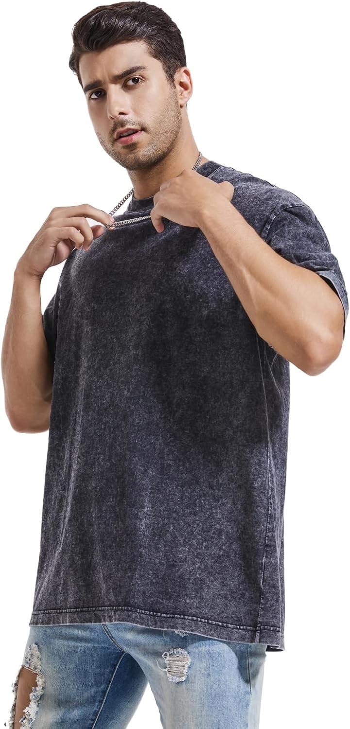 Men’s Oversized Heavy Cotton Summer T-Shirts Tee Loose Fit Short
