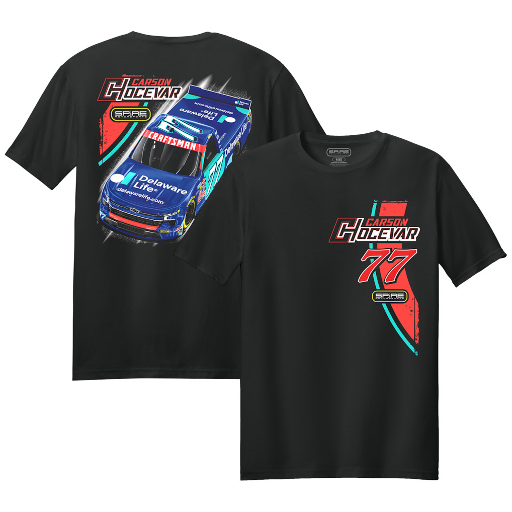 Carson Hocevar #77 Delaware Life T Shirt Spire Motorsports NASCAR Tee