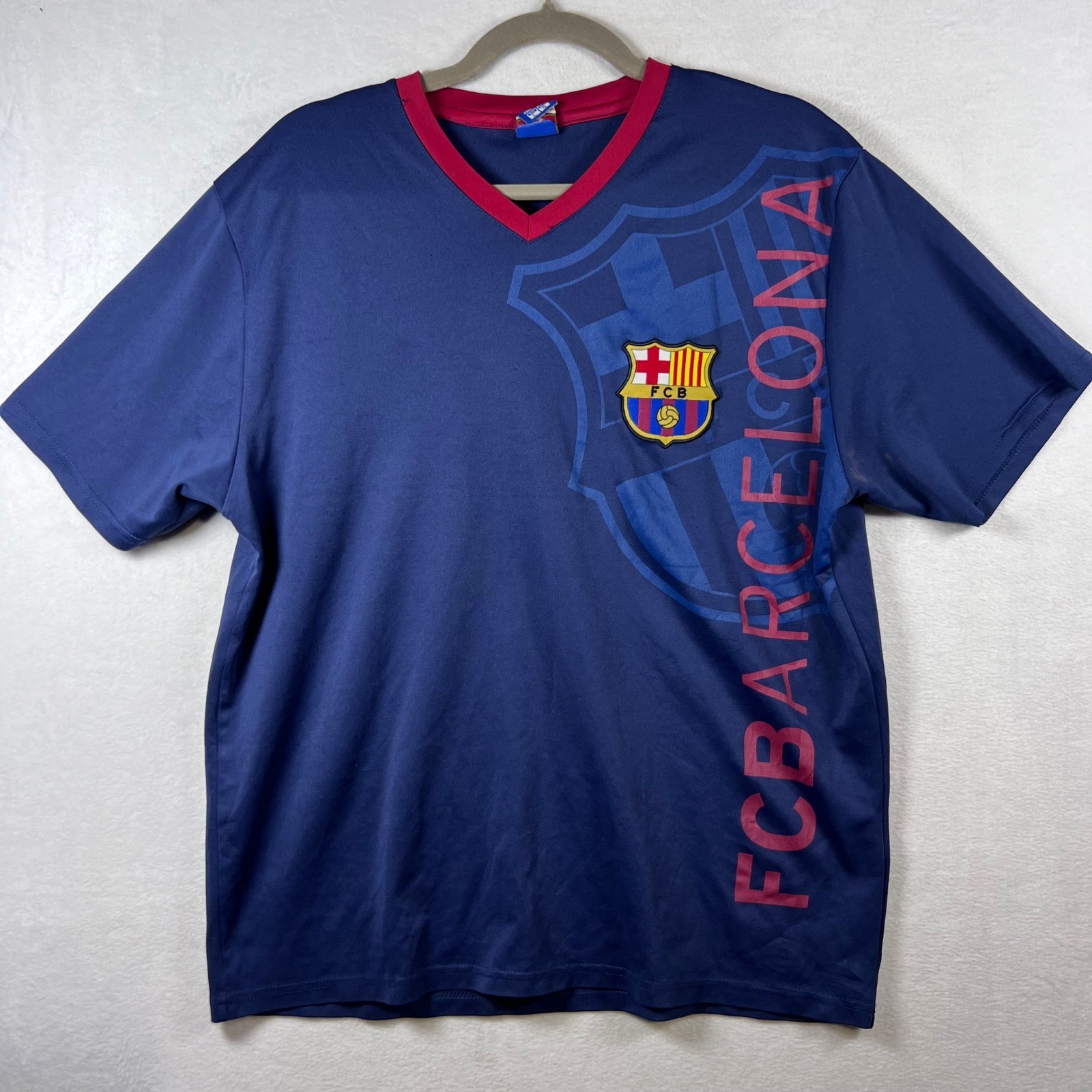 FC Barcelona Official Product Soccer Jersey Navy Blue Red V-Neck Mens Large