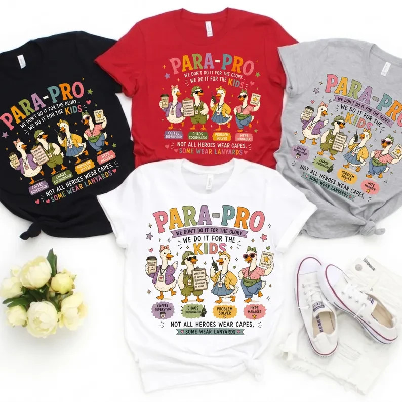Paraprofessional Shirt Para Pro Teacher Assistant School Staff Gift Duck Tee