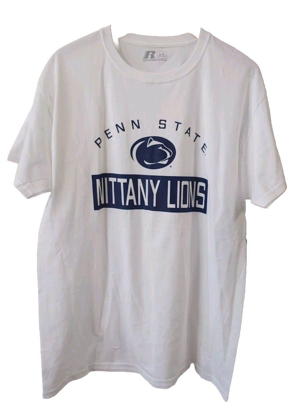 Russell T-Shirt Mens L White Graphic S/S Crew Neck Penn State Nittany Lions
