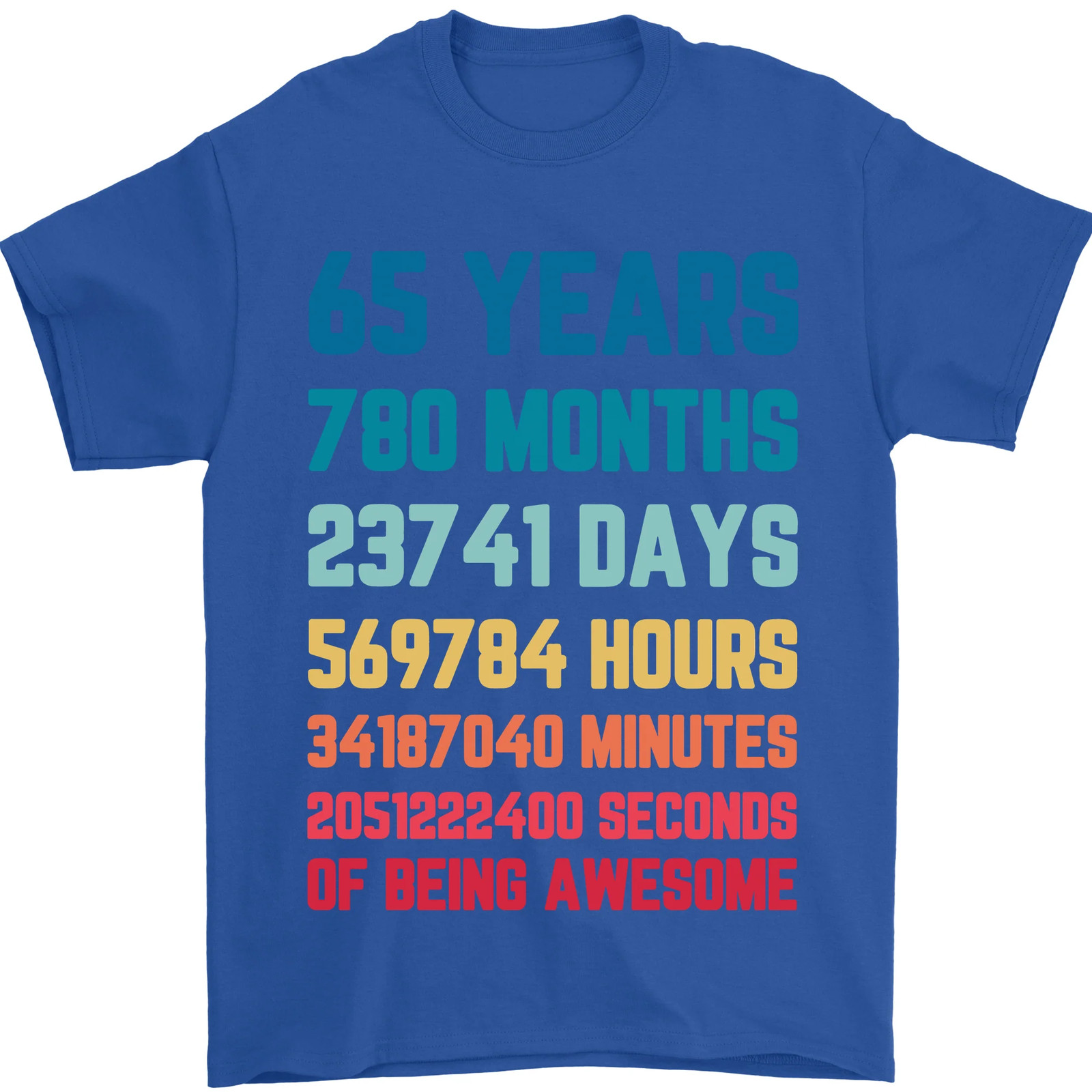 65th Birthday 65 Year Old Mens T-Shirt 100% Cotton