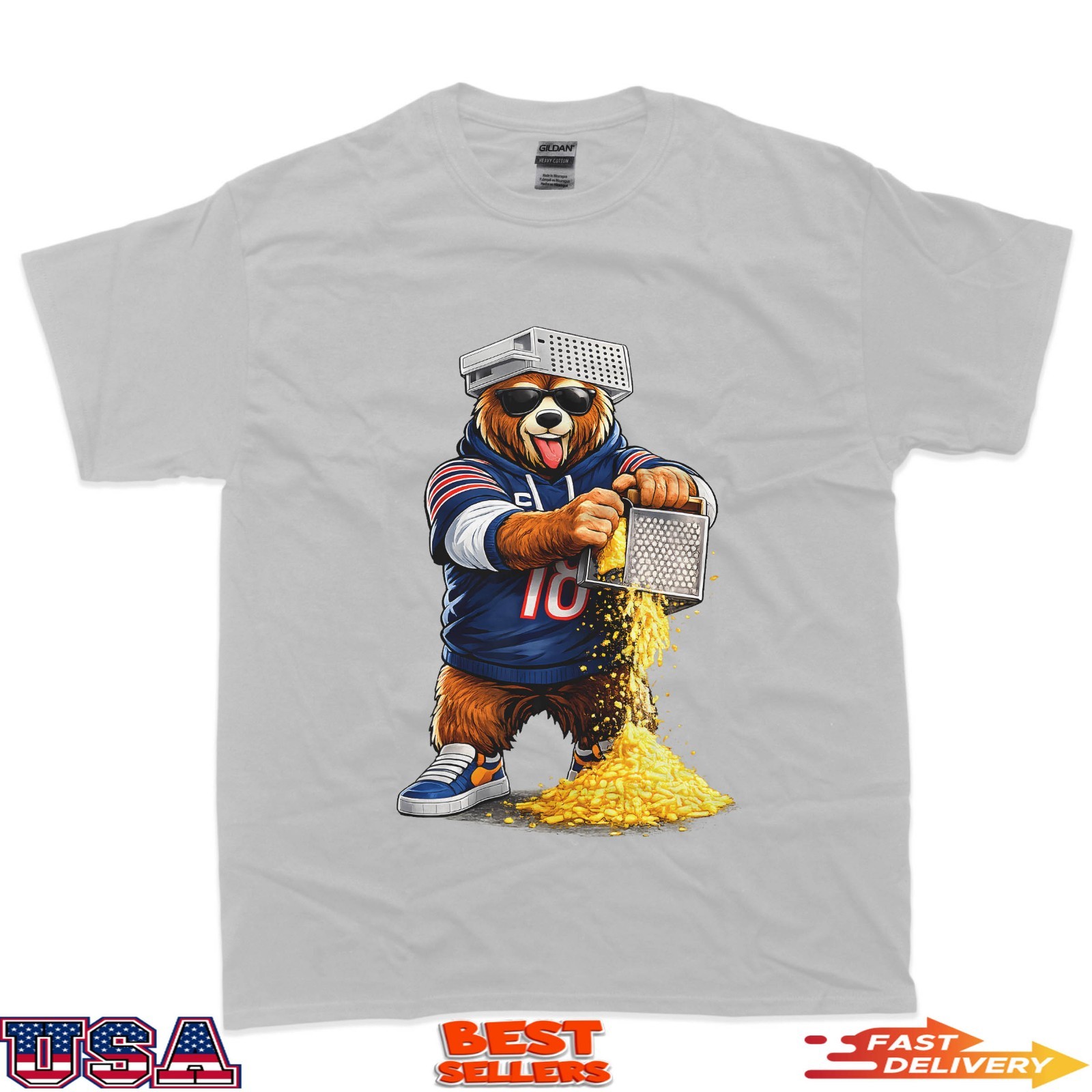 Bear With Cheese Grater Hat And Sunglasses T-Shirt