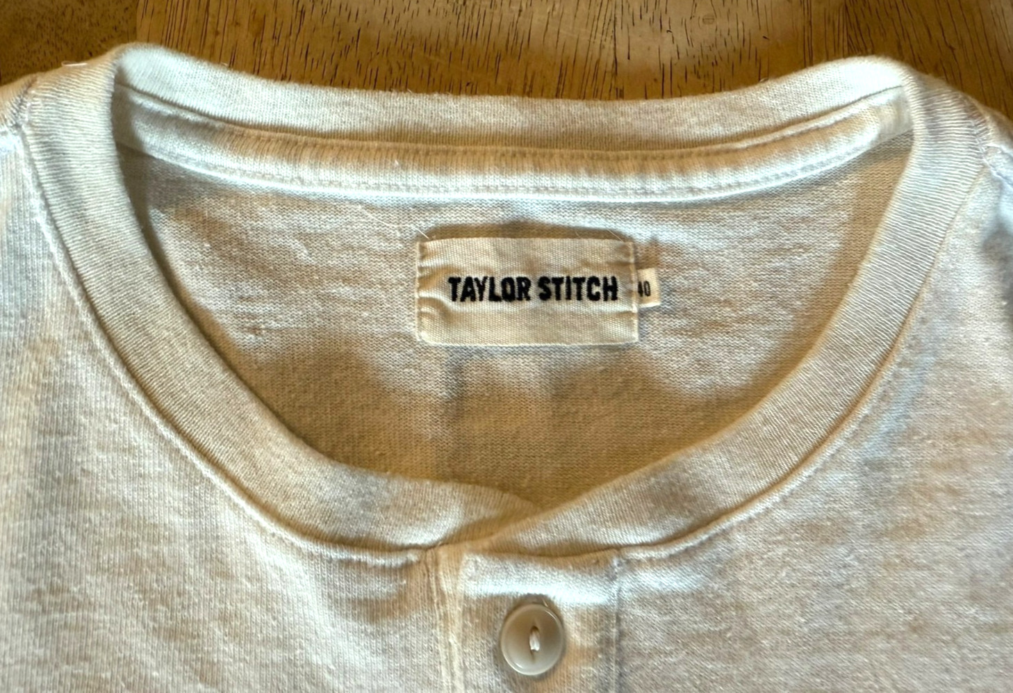 Taylor Stitch Men’s Henley Button Upcycled Long Sleeve T-Shirt – Size 40