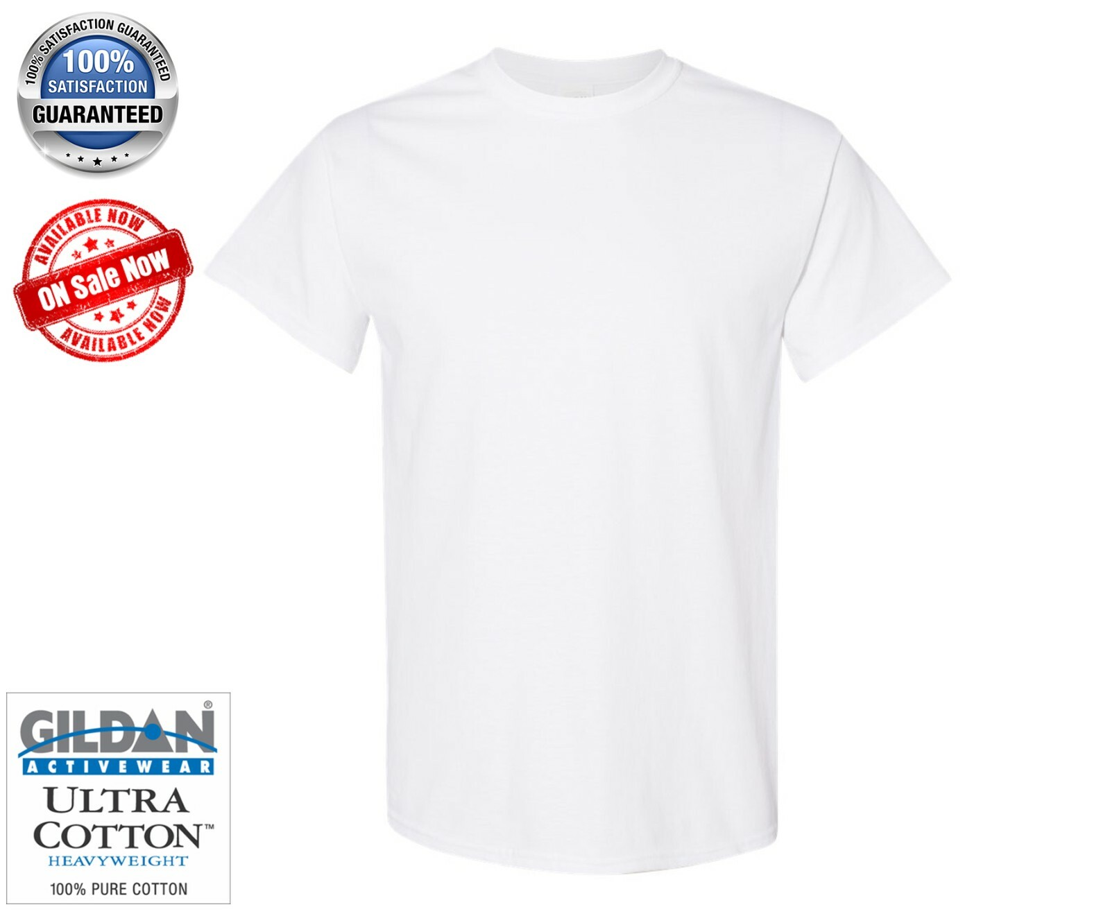 Gildan Standard T-Shirts 100% Heavy 5.3oz Cotton S/M/L/XL (5-Pack) NEW
