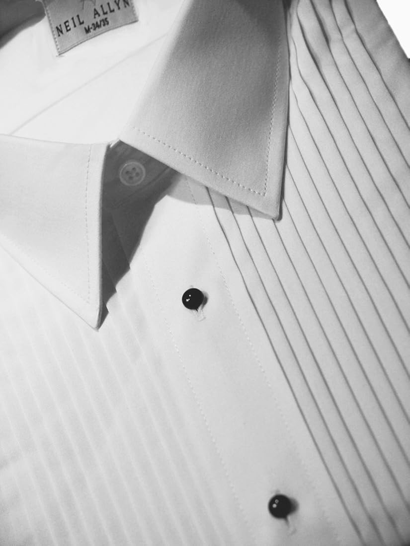 Classic White Pleated Tuxedo Shirt for Men – Formal Wedding & Black Tie Dress Sh