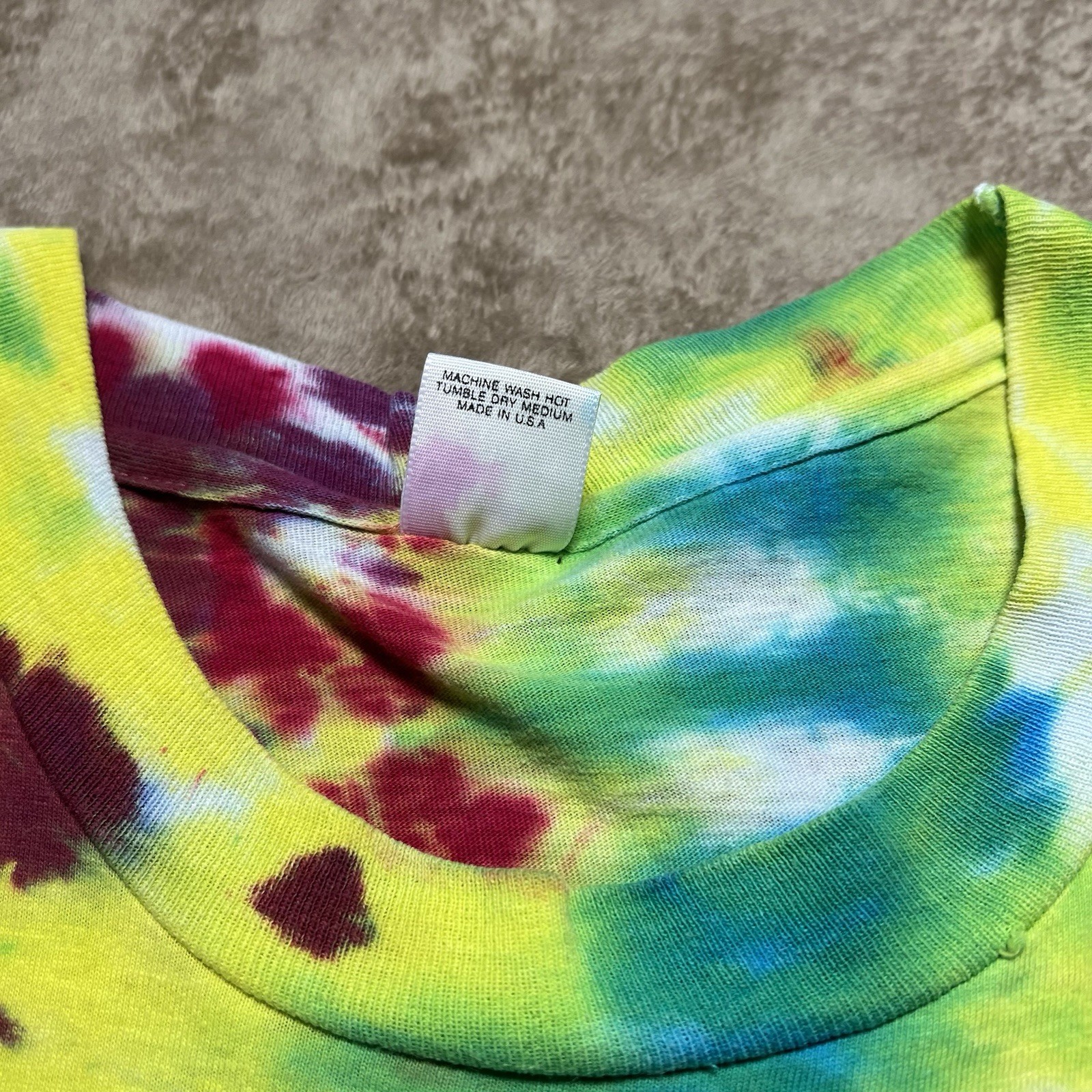 Vintage Hanes Single Stitch Tie Dye T Shirt Size XL Rainbow Swirl Blank 90s