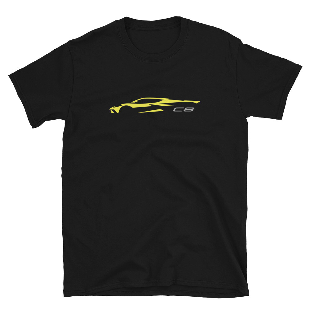 Softstyle T-Shirt For Chevrolet Corvette C8 Yellow 2022-2023 Car Owners Gift