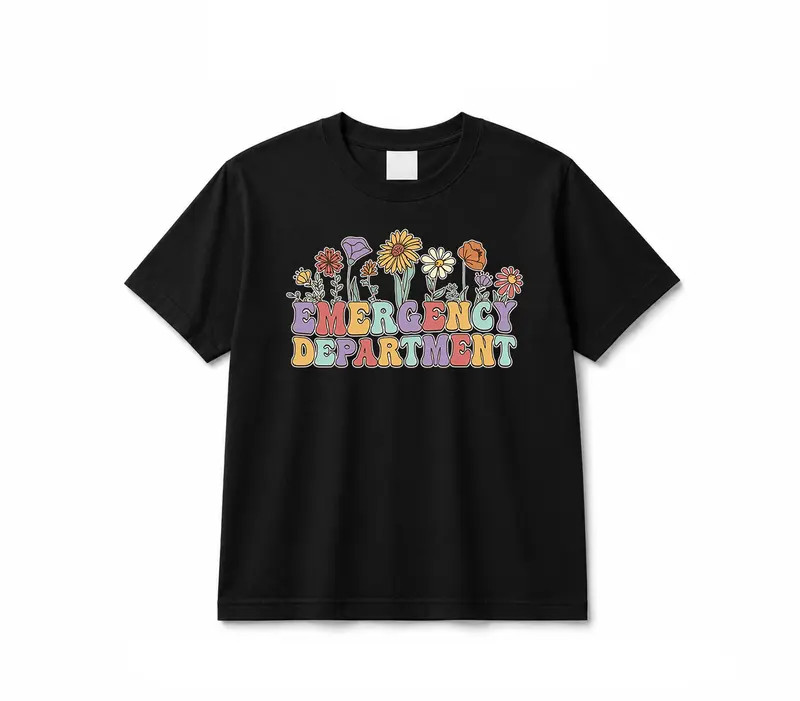 ER Groovy Flower Nurse T-Shirt – Retro Emergency Room RN Graduation Gift