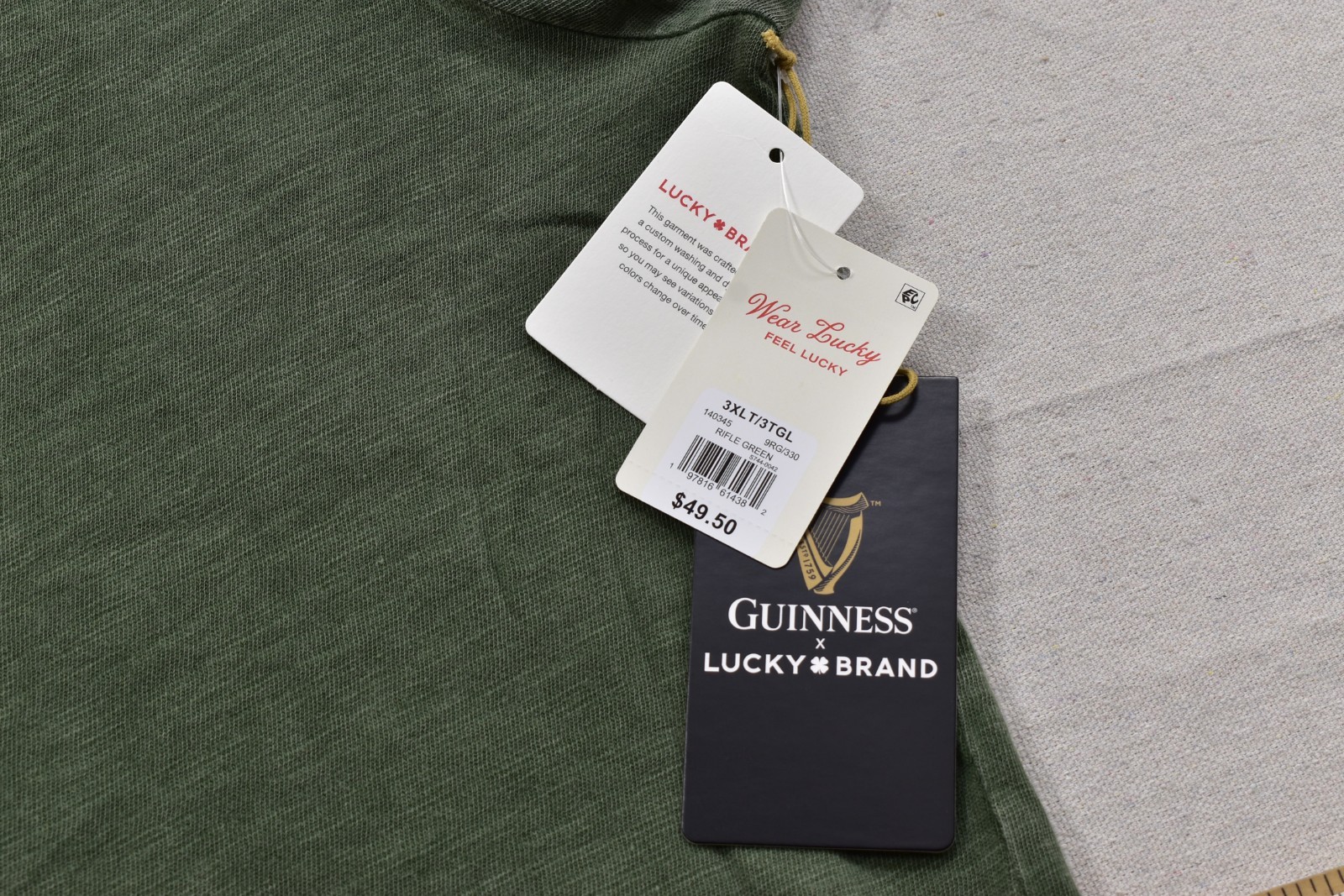 Lucky Brand Men’s Guinness Harp Tee Short Sleeve Green Crew Neck Size 3XLT NEW