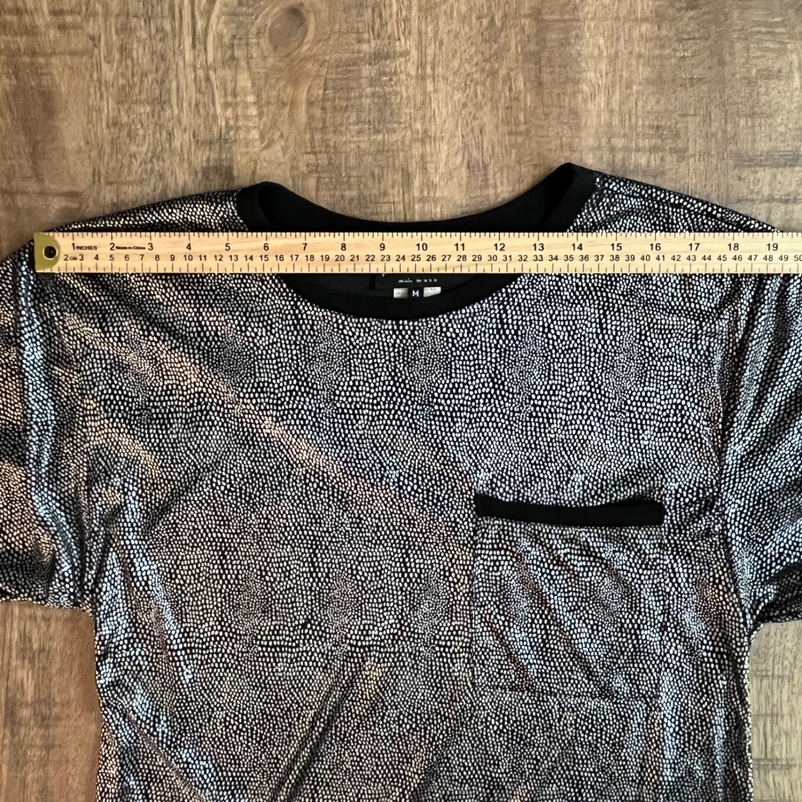 Pierre Cardin Vintage Metallic Silver Black Patterned Pocket Top Mens M USA