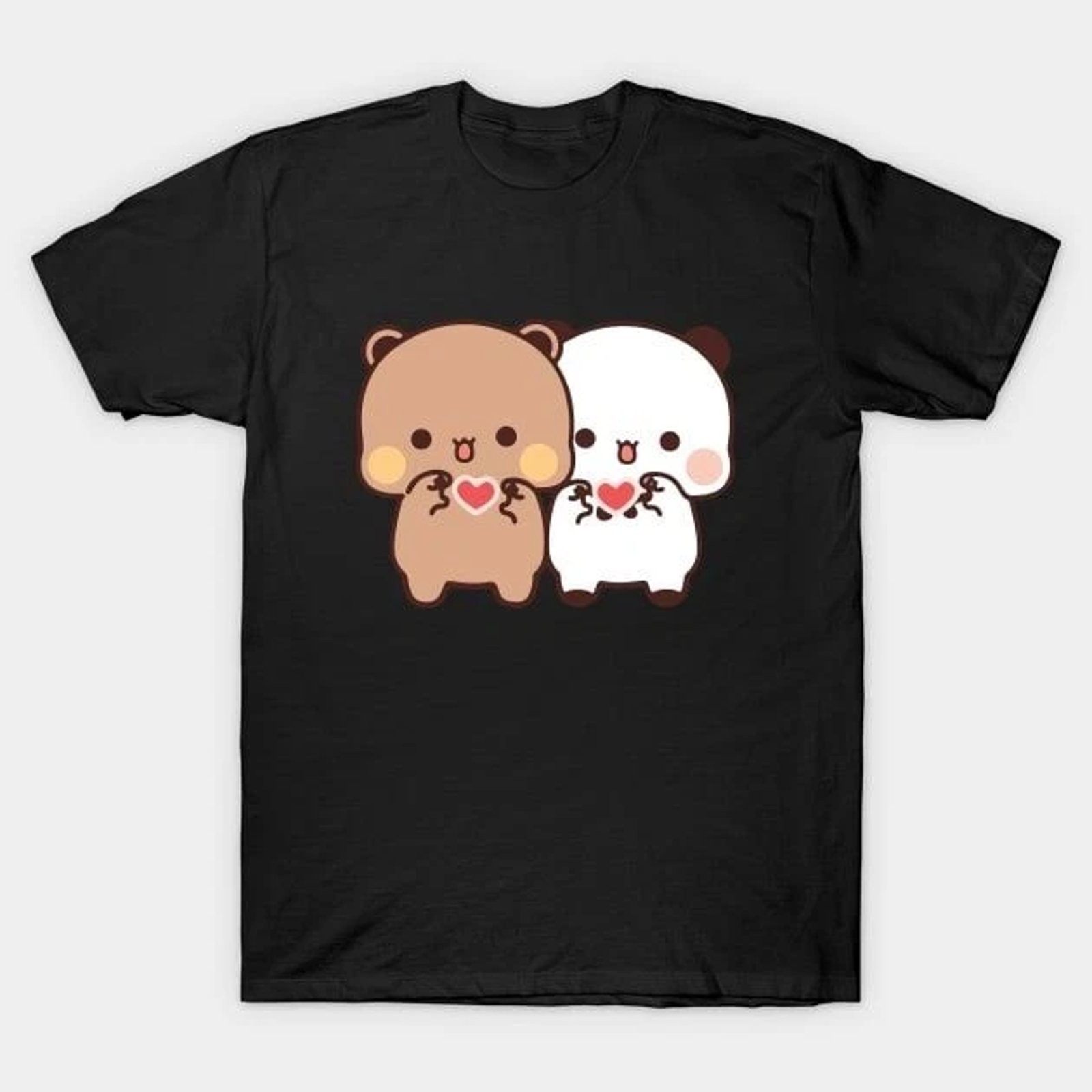 Mochi Bear Panda Couple Love Graphic Tee Unisex Cotton T-Shirt Gift