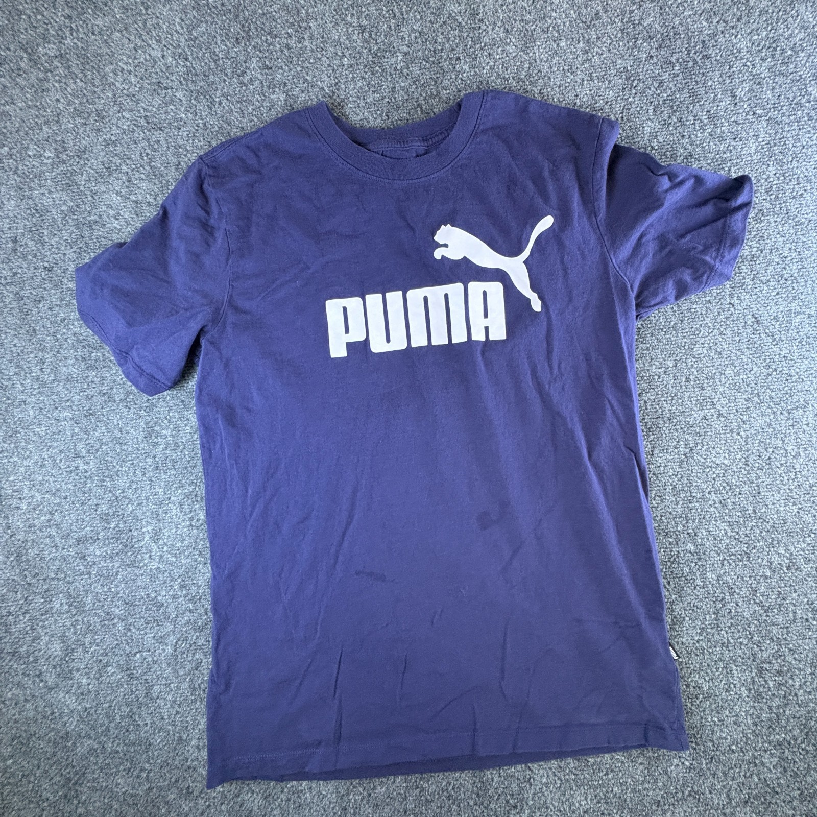 Puma Forever Better T Shirt Mens Medium Blue Logo Spell Out Performance Crewneck