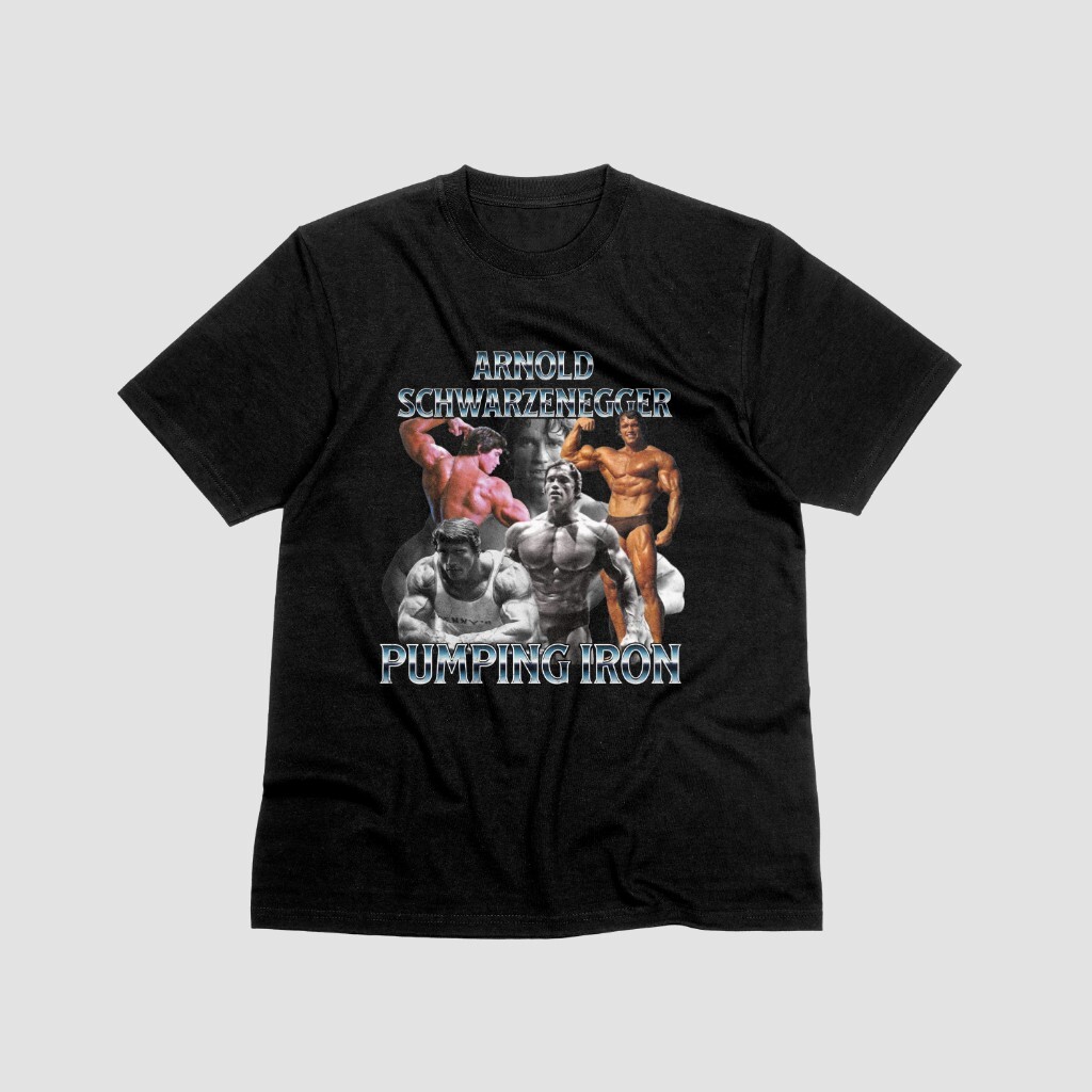 Arnold Schwarzenegger Pumping Iron Tshirt Muscle Bodybuilding Top Gym Fan Tee