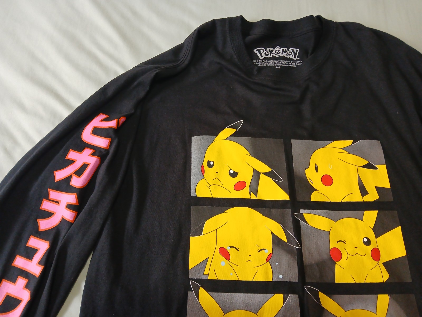 Pokemon Pikachu Black Graphic Long Sleeve T Shirt Mens Sz L Large