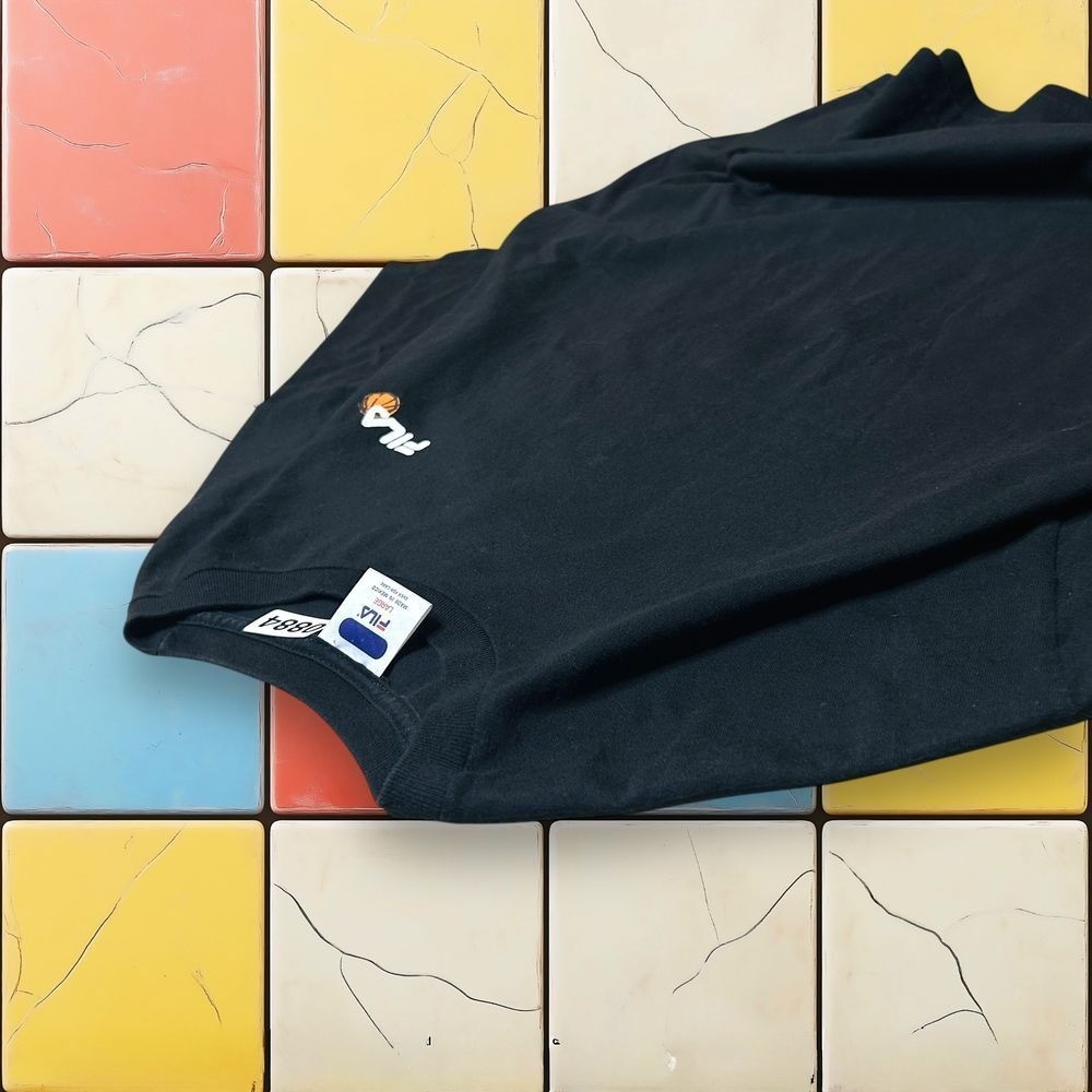 Vintage Fila Basketball Sportswear Shirt 90s Men L Black Streetwear Graphic Tee