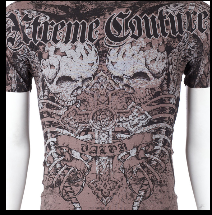 XTREME COUTURE by AFFLICTION Charcoal ROT Short Sleeve Slim Fit T-shirt NWT