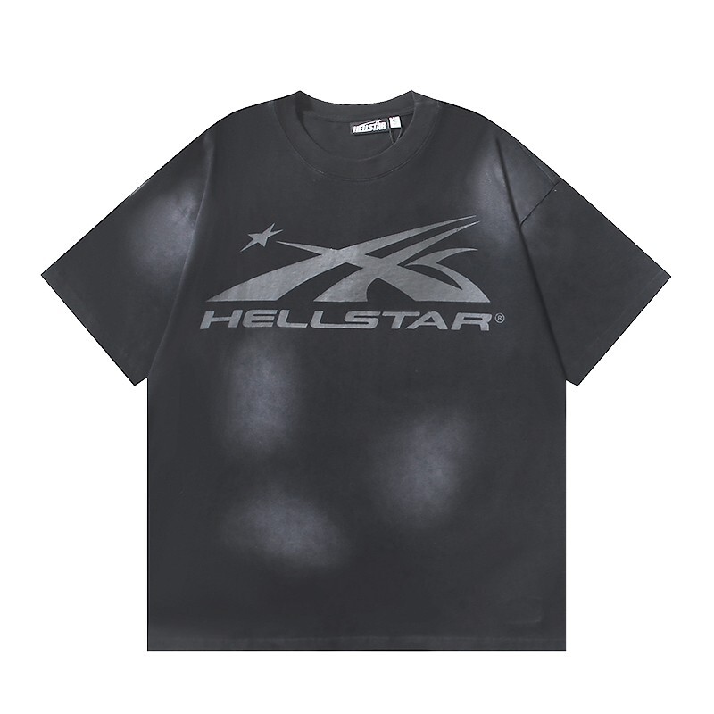 Men’s Hell star Classic Big Logo Water Printed Short sleeved T-shirt 2 Black