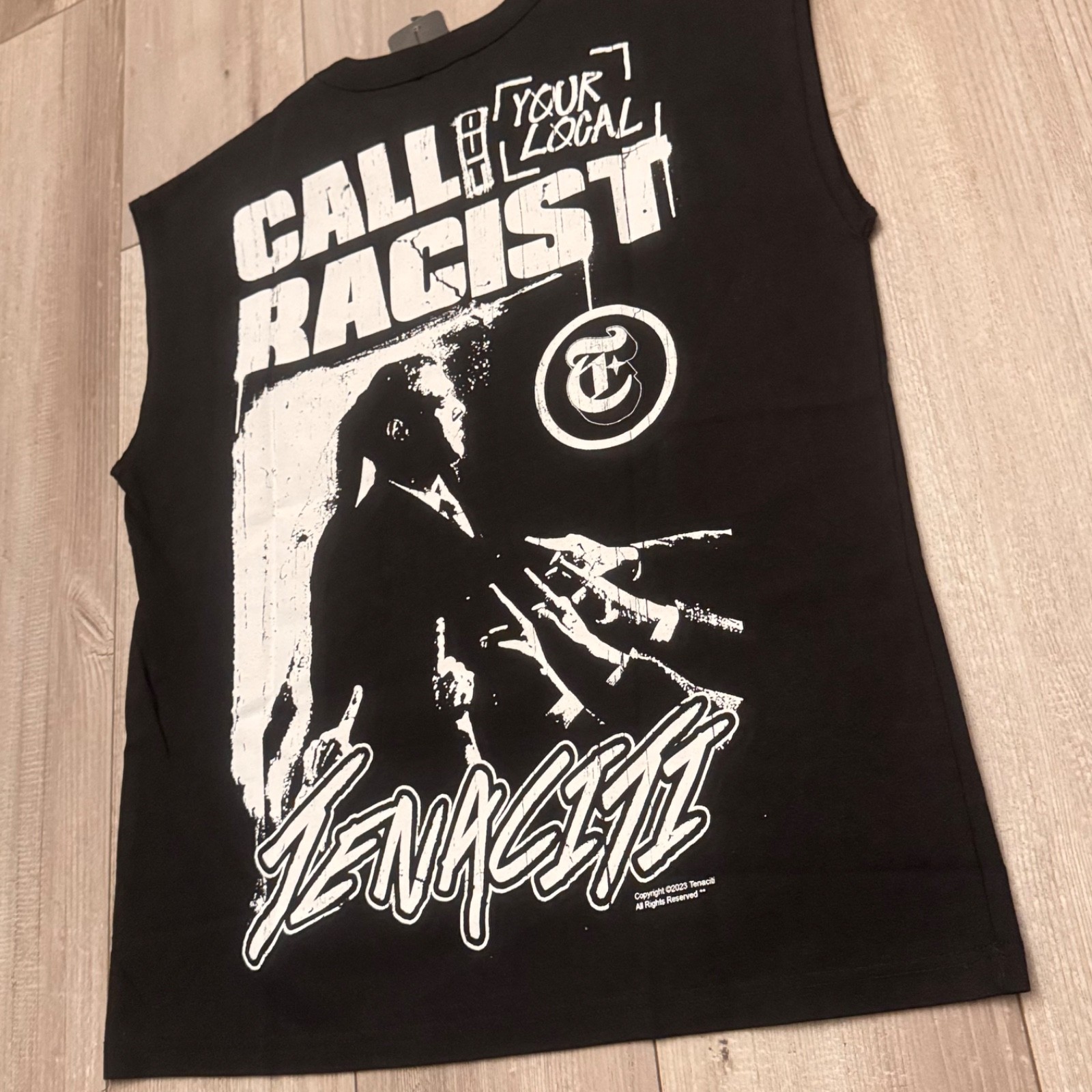 Tenaciti Studios Skull Graphic Muscle Tee M Black Call Out Racist Streetwear NW