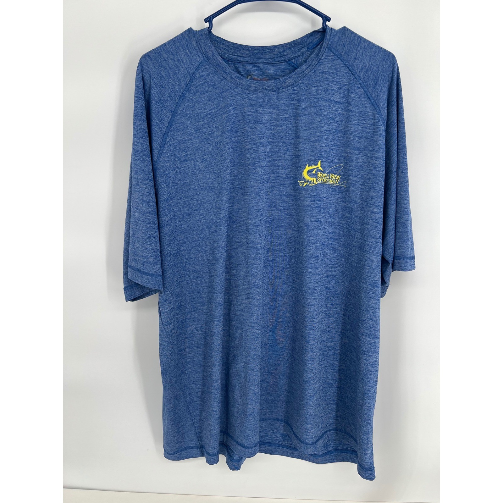World Wide Sportsman Mens XL Blue Heathered Fishing Graphic T-Shirt Short Sleeve