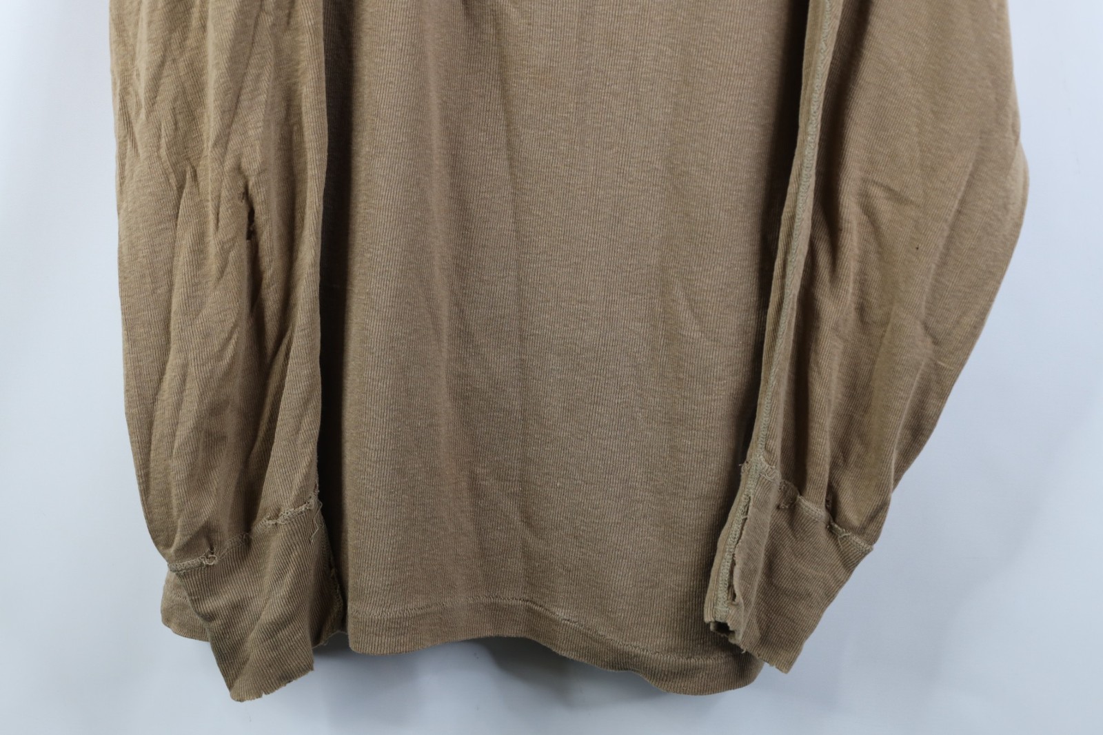 Vtg USGI Mens XL Thrashed Wool Blend Ribbed Knit Henley Undershirt T-Shirt USA