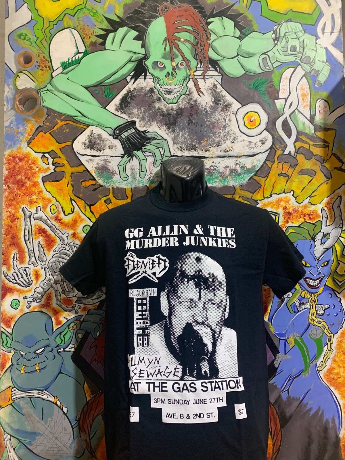 GG Allin & The Murder Junkies “Final Show Flyer Black” shirt Antiseen Meatmen