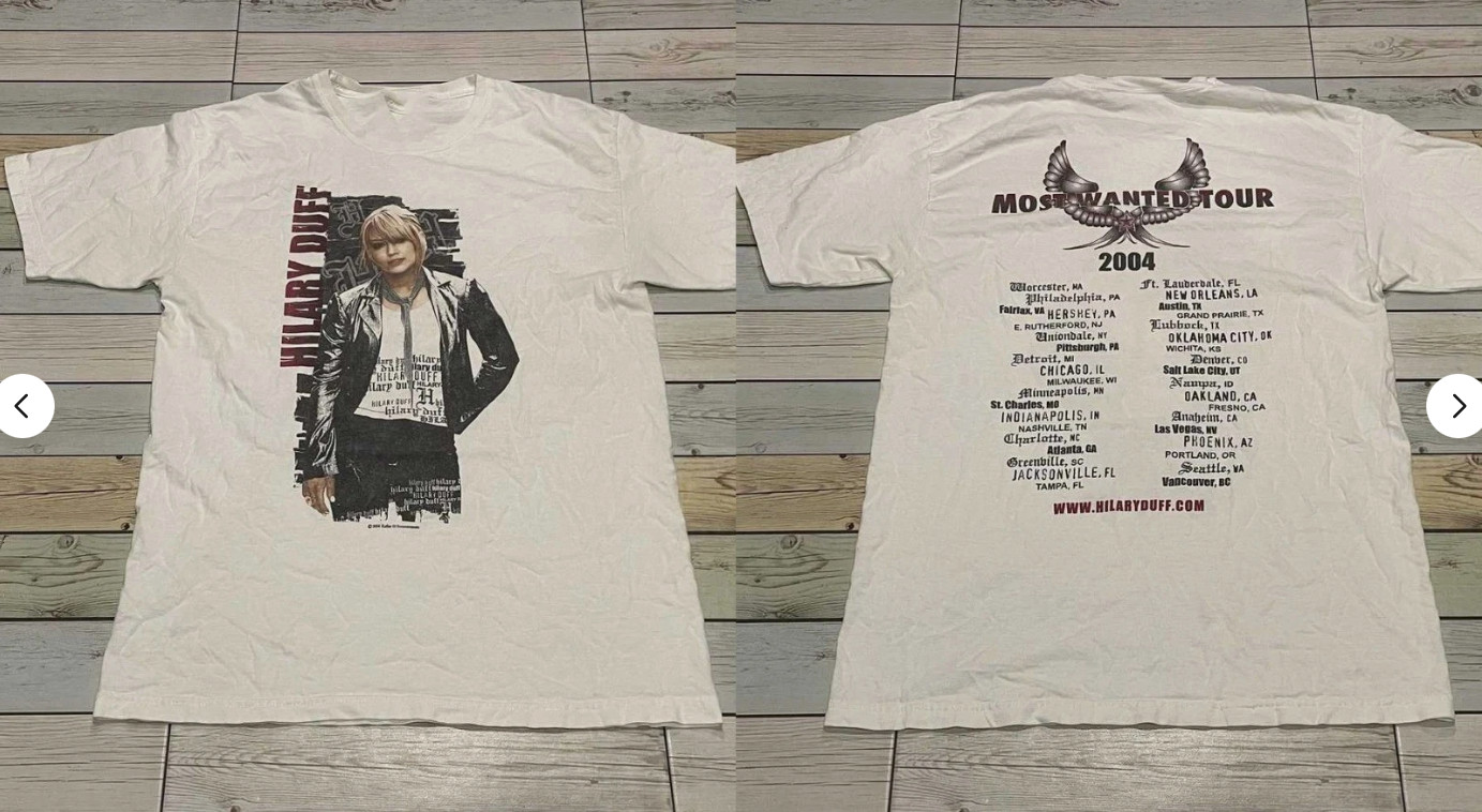 VTG 2004 Hilary Duff Most Wanted Tour 2 Sides White S to 4XL Shirt