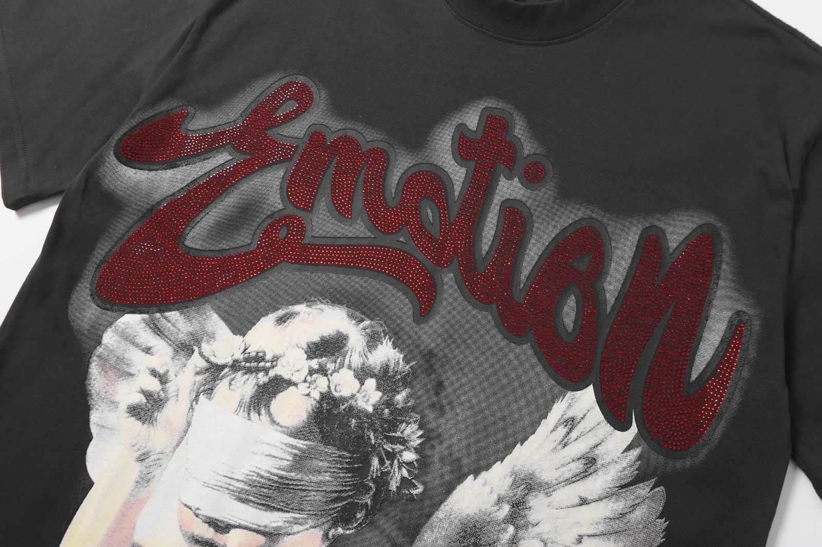 Mixed Emotio Graphic Tee Shirt Black Short Sleeve S-M-L-XL