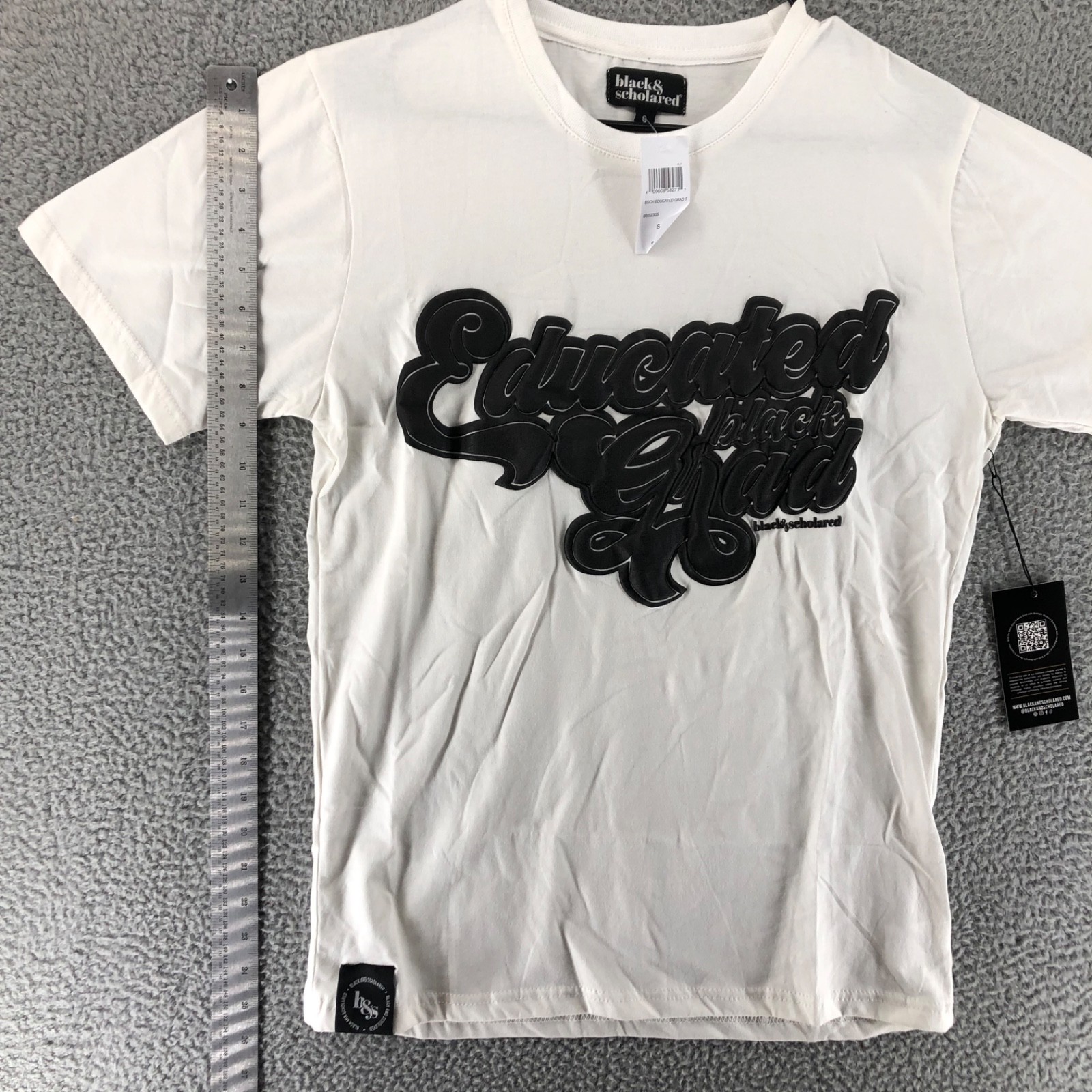 Black & Scholared Men’s Size S Shirt Black and White Educated Black Grad