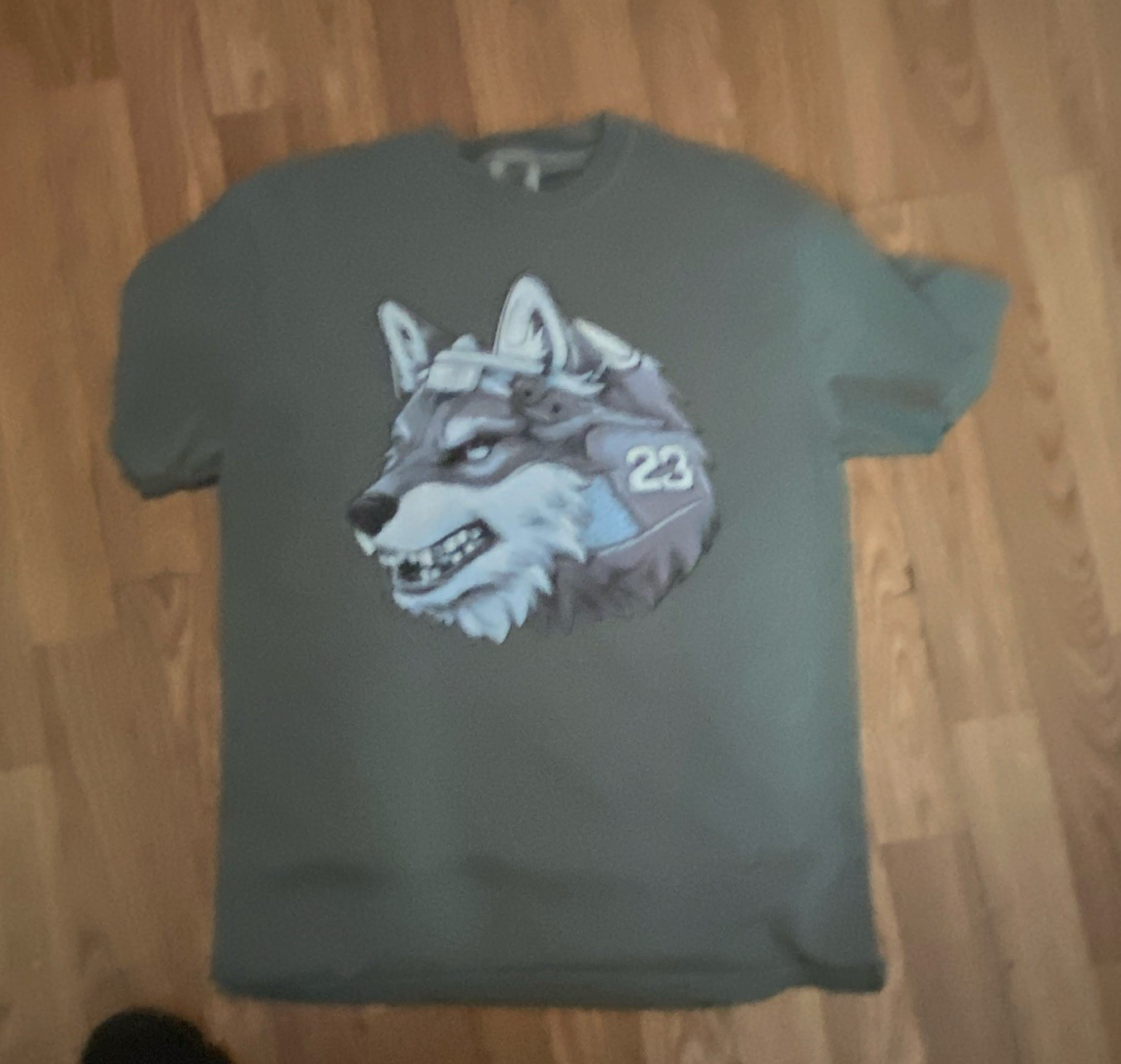 Comfort Colors Men’s Gray Wolf Graphic Print Crew Neck Short Sleeve T-Shirt, M