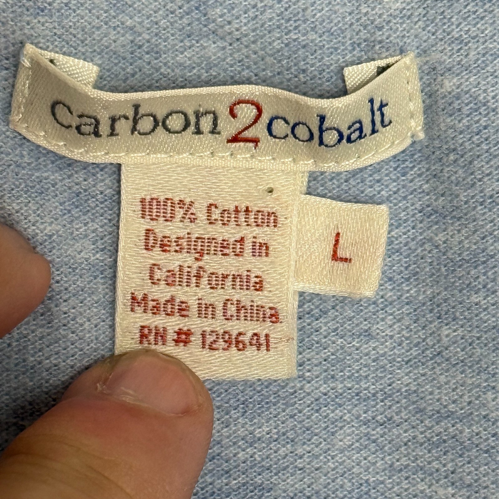 Carbon 2 Cobalt Henley Shirt Mens Large Blue Short Sleeve Preppy Casual