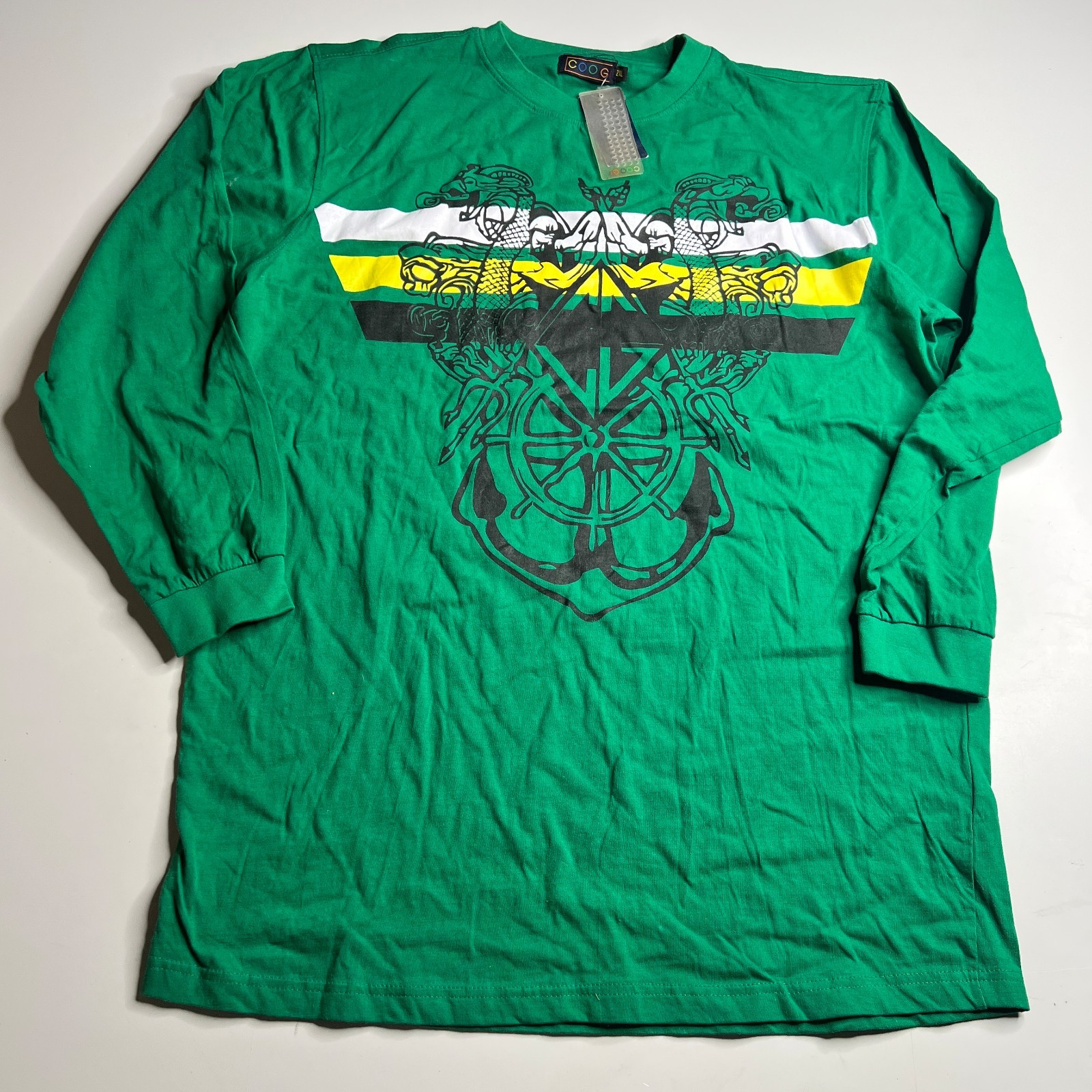 COOGI Green Graphic Long Sleeve T Shirt 2XL New With Tags Streetwear 00s y2k