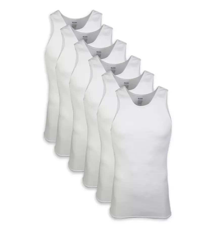 Gildan Mens A-Shirts 6PK White SM-3XL ( Slightly Imperfect)