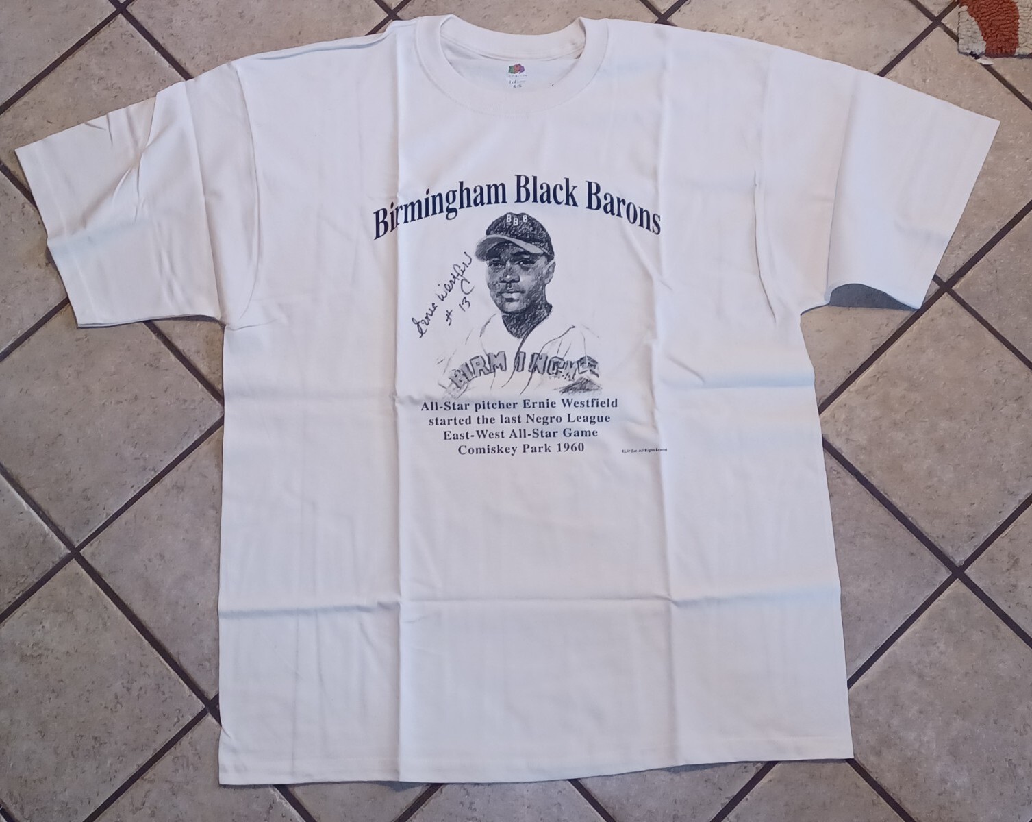 ERNIE WESTFIELD SIGNED Birmingham Black Barons T-Shirt Negro League baseball XL