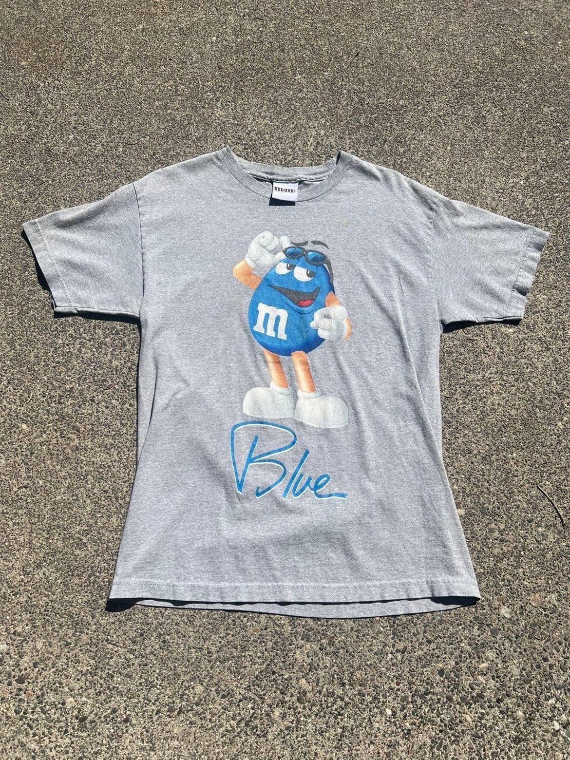 Vintage M&M’s Blue Character Graphic T-Shirt Grey