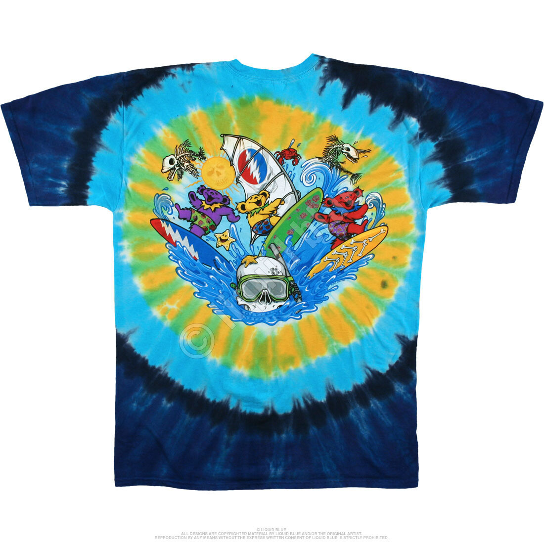 GRATEFUL DEAD-BEACH BEAR BINGO-Summr-2SD TIE DYE T-SHIRT S-M-L-XL-2X Garcia,Lesh