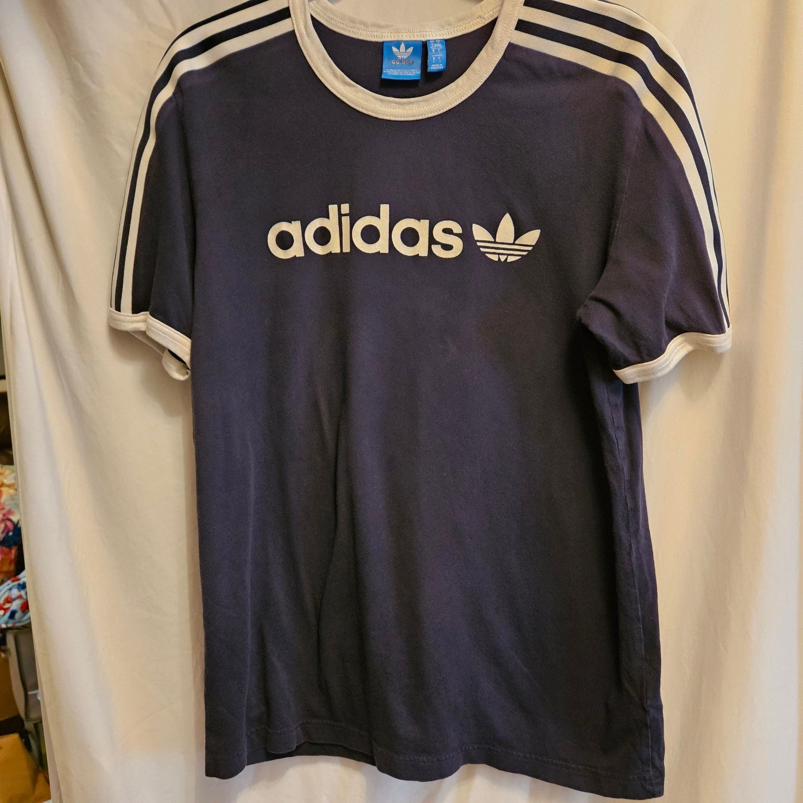 Adidas Originals Trefoil Ringer T-Shirt Dark Navy with White Trim