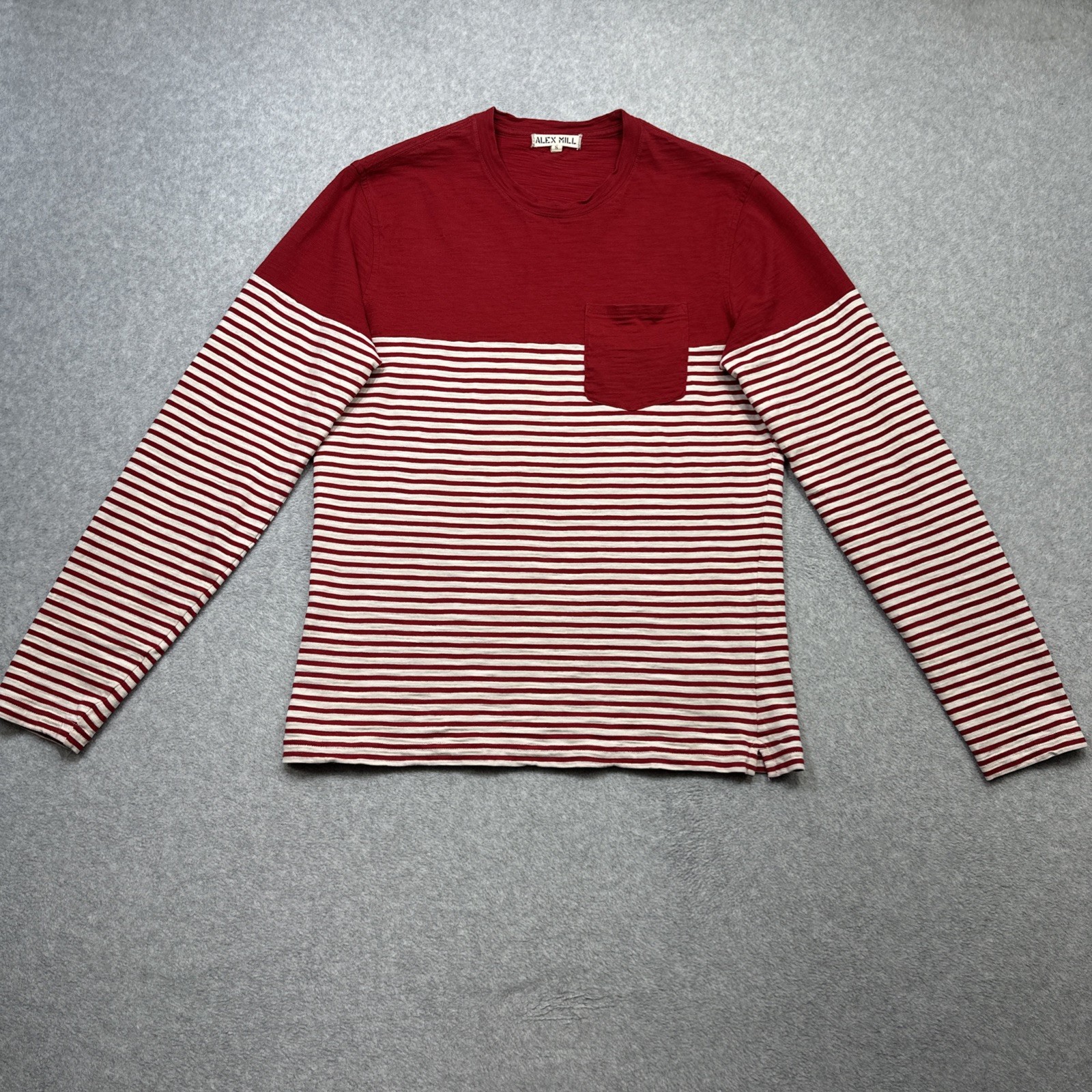 Alex Mill Shirt Small Red Stripe Preppy Style Everyday Casual Cotton Retro Tee