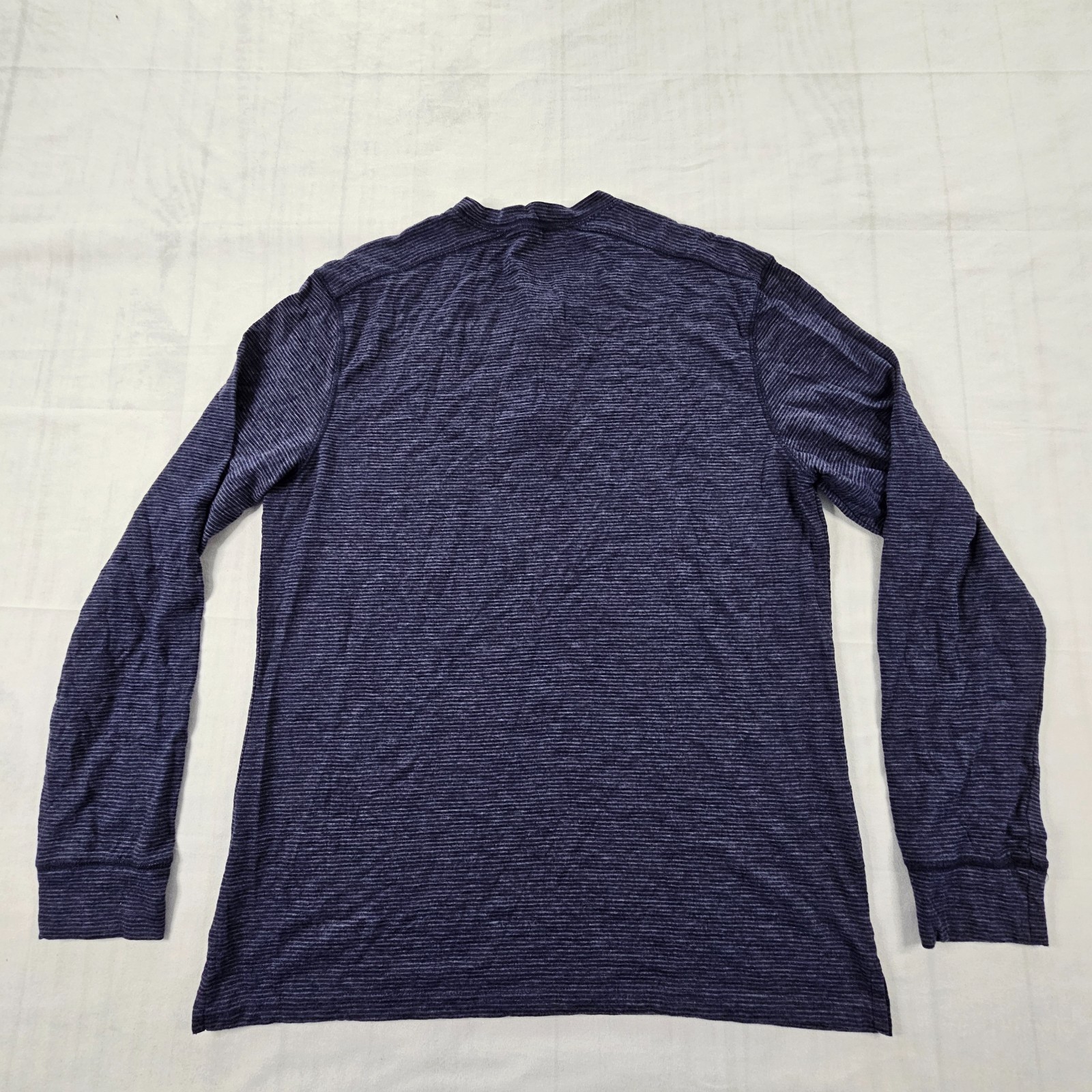 Apt. 9 Premier Flex Blue Striped Long Sleeve Cotton Blend Henley T-Shirt Men’s L