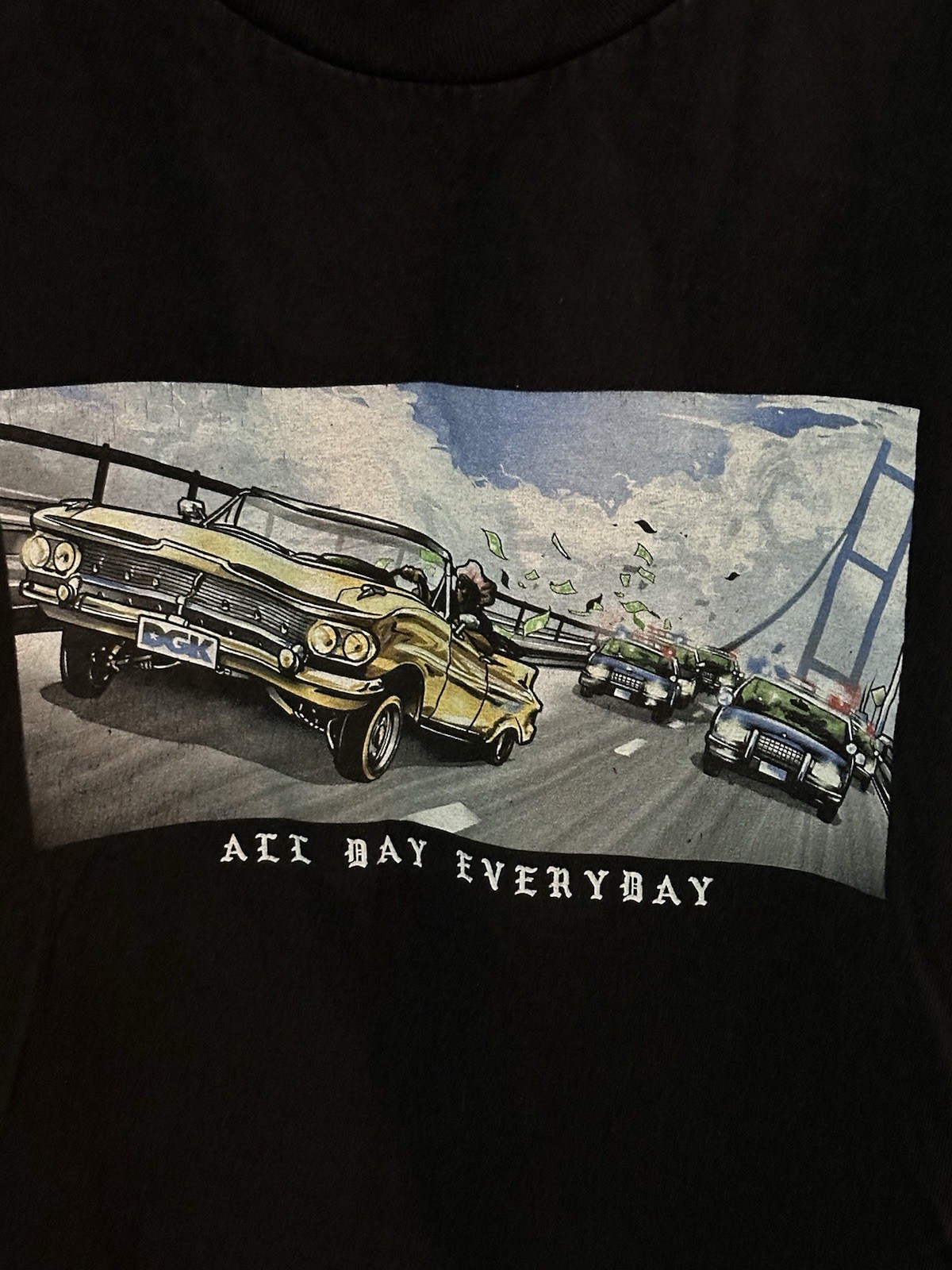 Mens Black DGK Cop Chase “All Day Everyday” Graphic Tshirt Sz 2XL