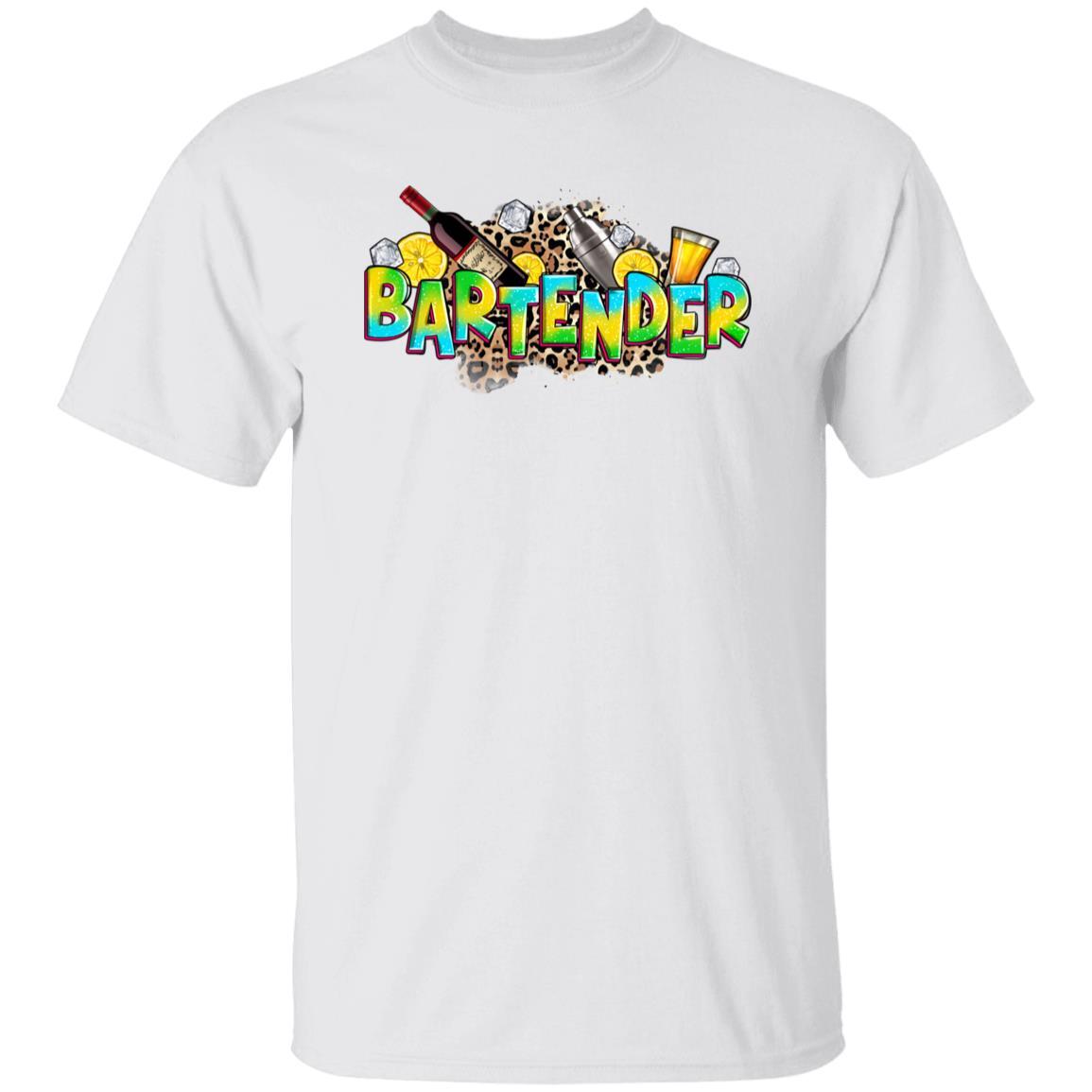 Bartender T-Shirt Barman leopard skin Unisex tee Sand White Sport Grey