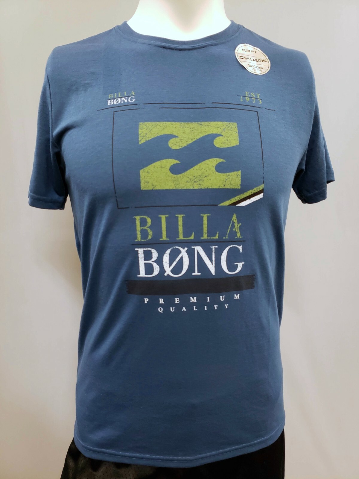 Billabong Mens Shirt Small Medium Short Sleeve Slim Fit Graphic Wave Logo