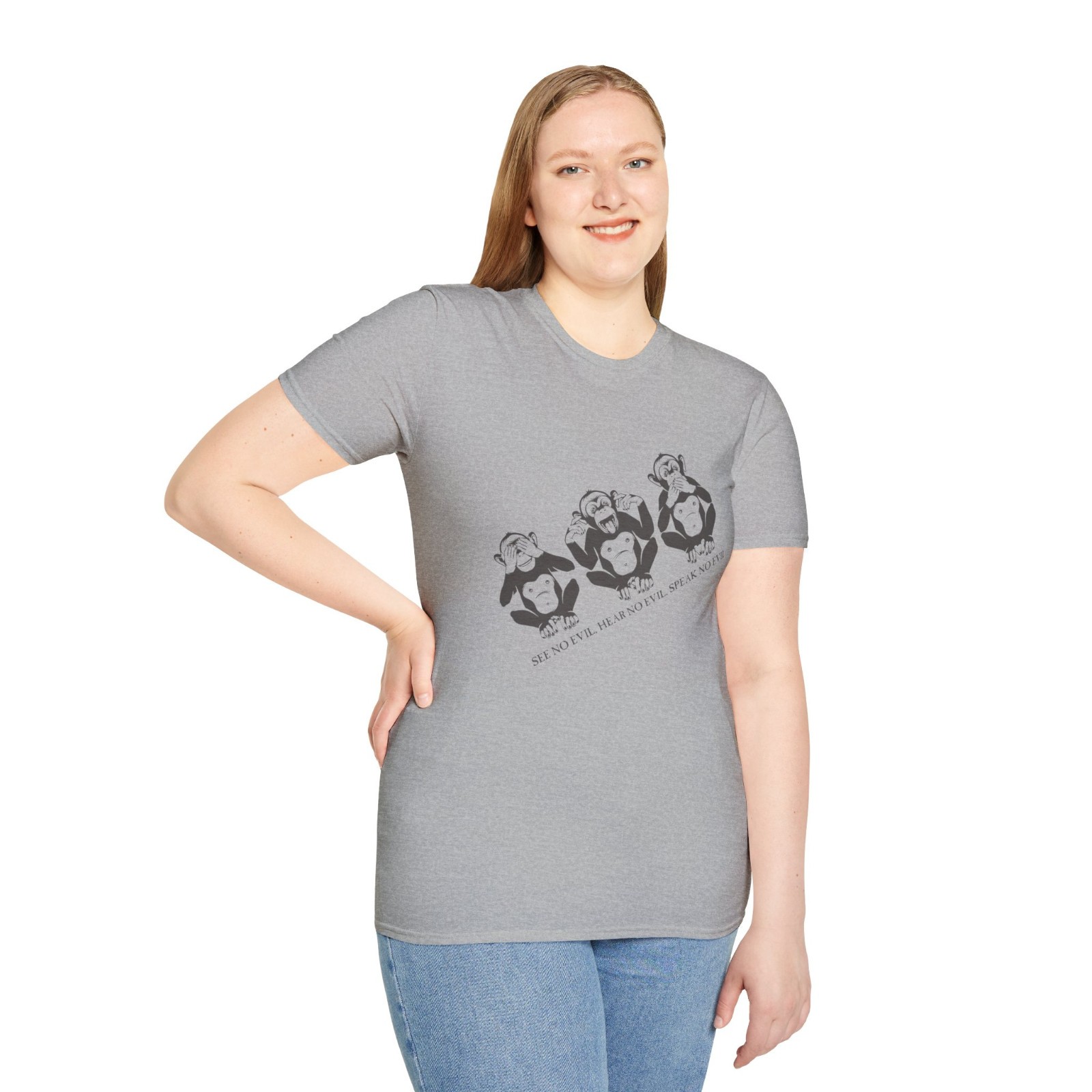 Three Wise Monkeys T-Shirt Funny Graphic Tee See No Evil Hear No Evil Unisex